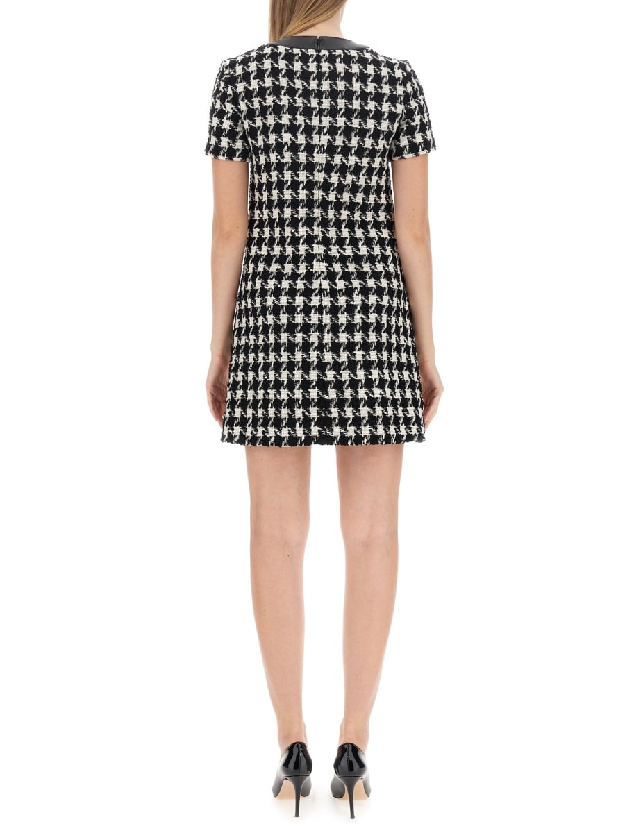 Shop Moschino Houndstooth Mini Dress In Black