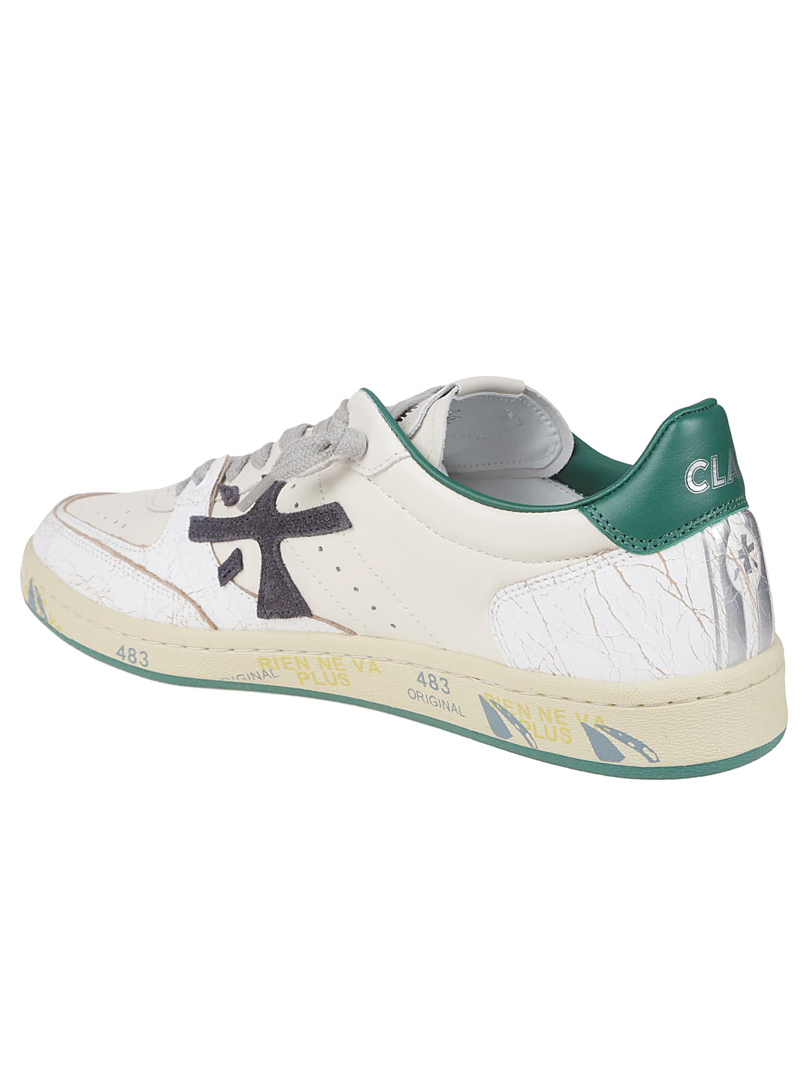 Shop Premiata Bsktclay Sneakers In Offwhite/green