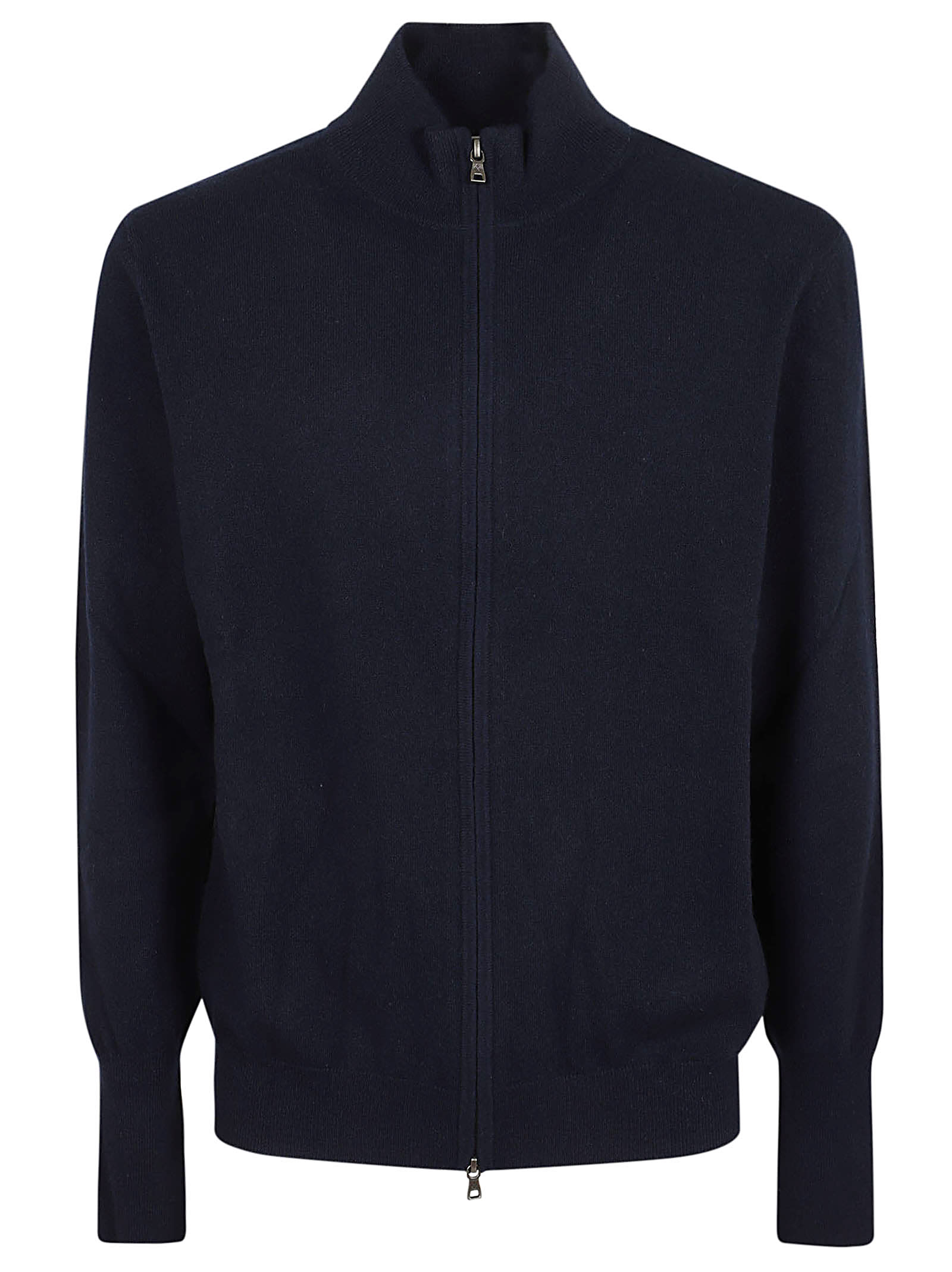 Shop Ballantyne Full Zip Cardigan In Nero Navy