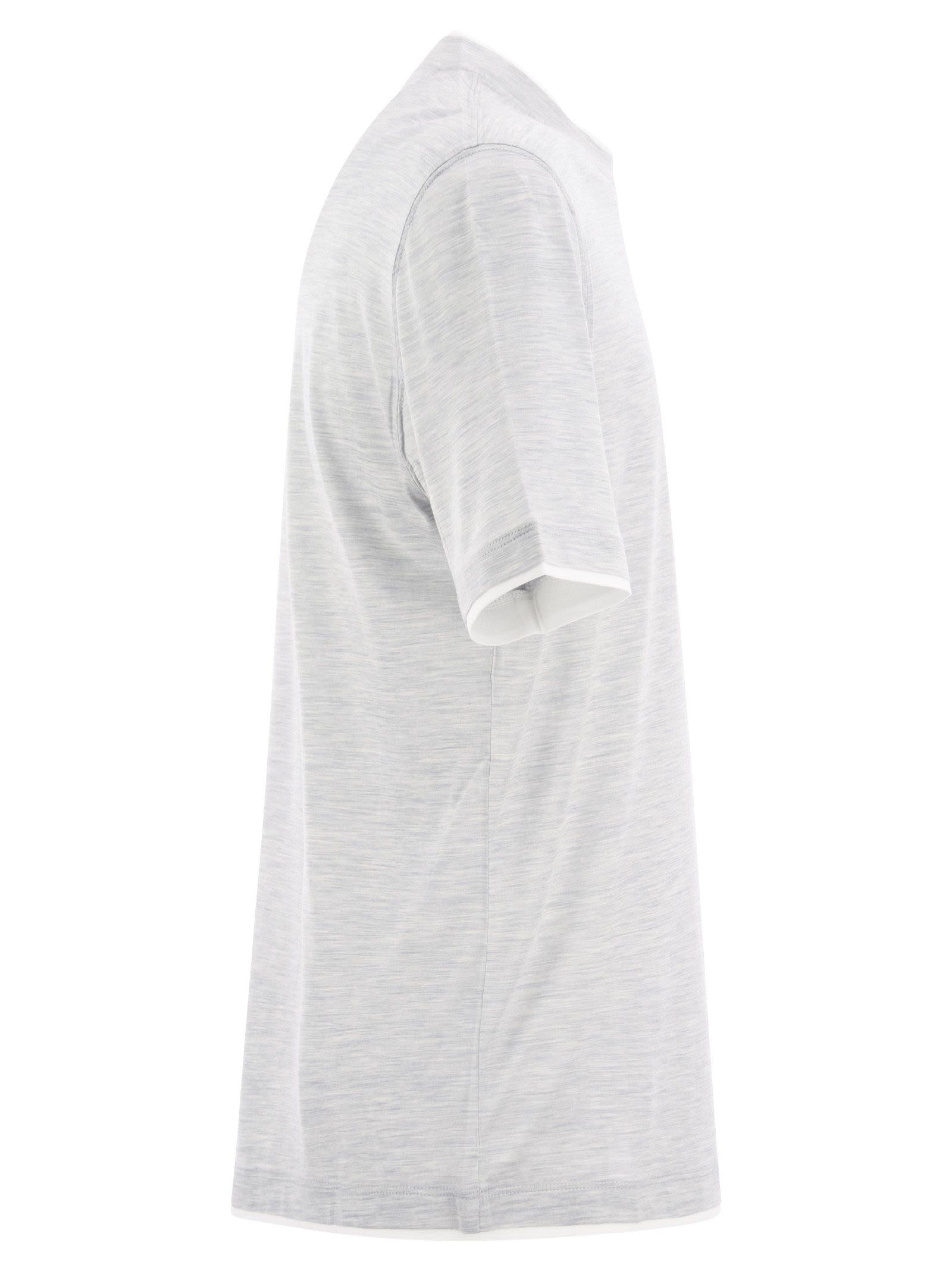 Shop Brunello Cucinelli Slim Fit Crew-neck T-shirt In Lightweight Cotton Jersey In Pearl