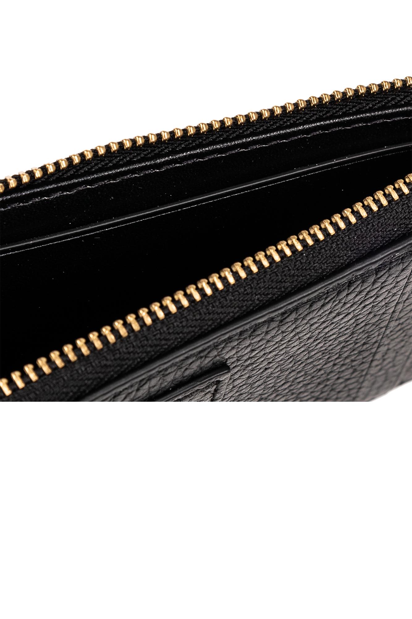 Marc Jacobs Black Wallet With Logo Detail And Snap Hook In Grained Leather Woman In Black