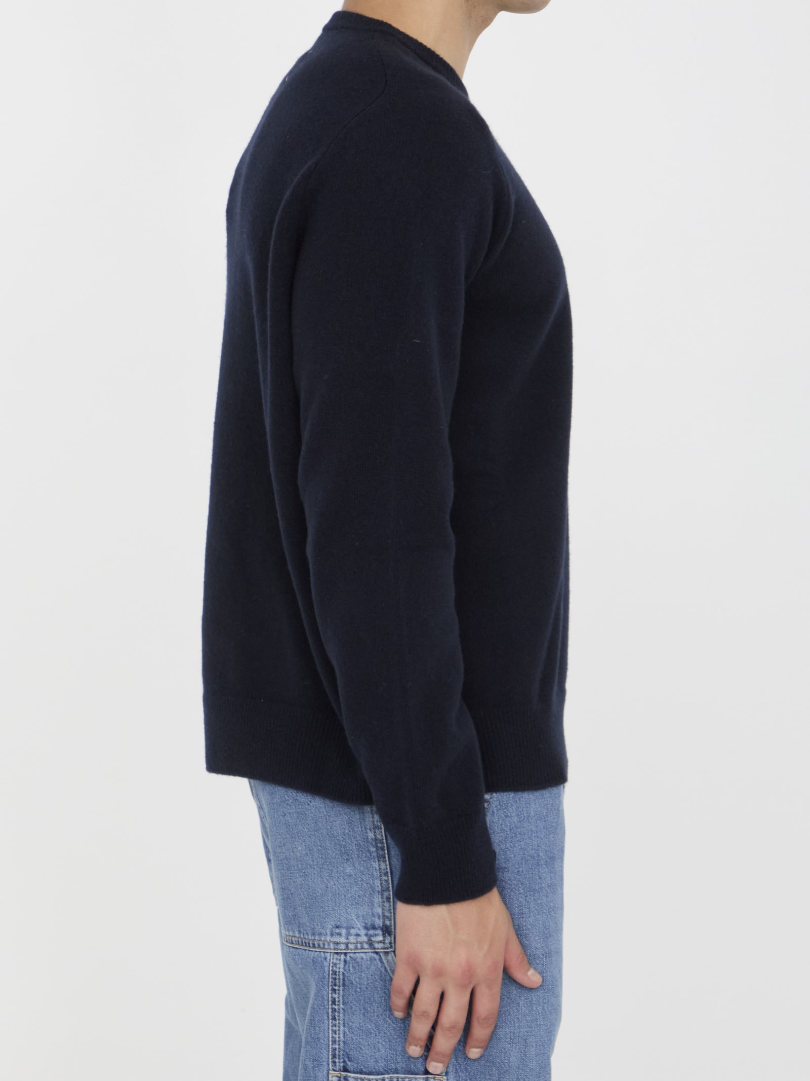 Shop Maison Margiela Wool Jumper In Navy