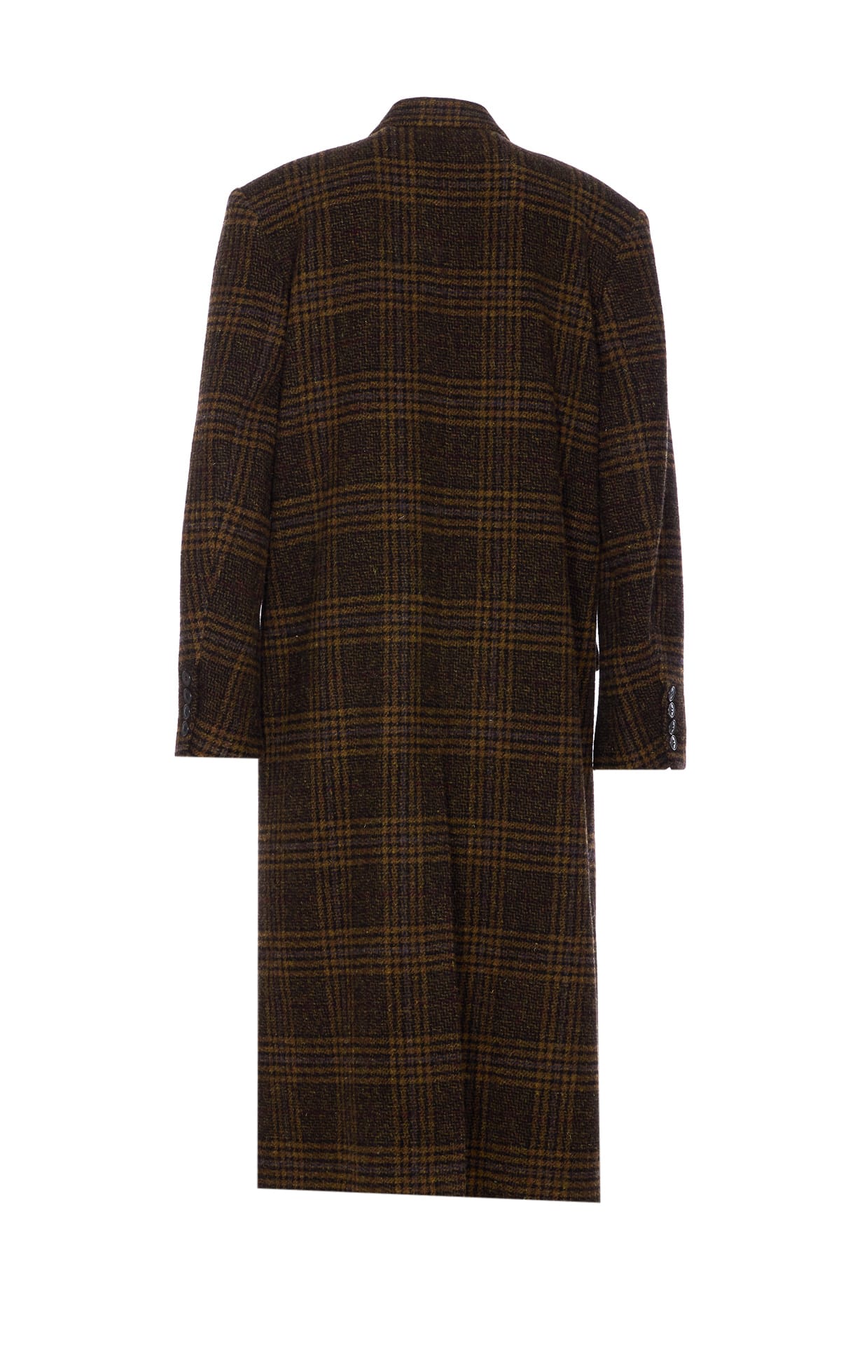 Isabel Marant Étoile Long Checked Double-breasted Coat Pockets In Burgundy