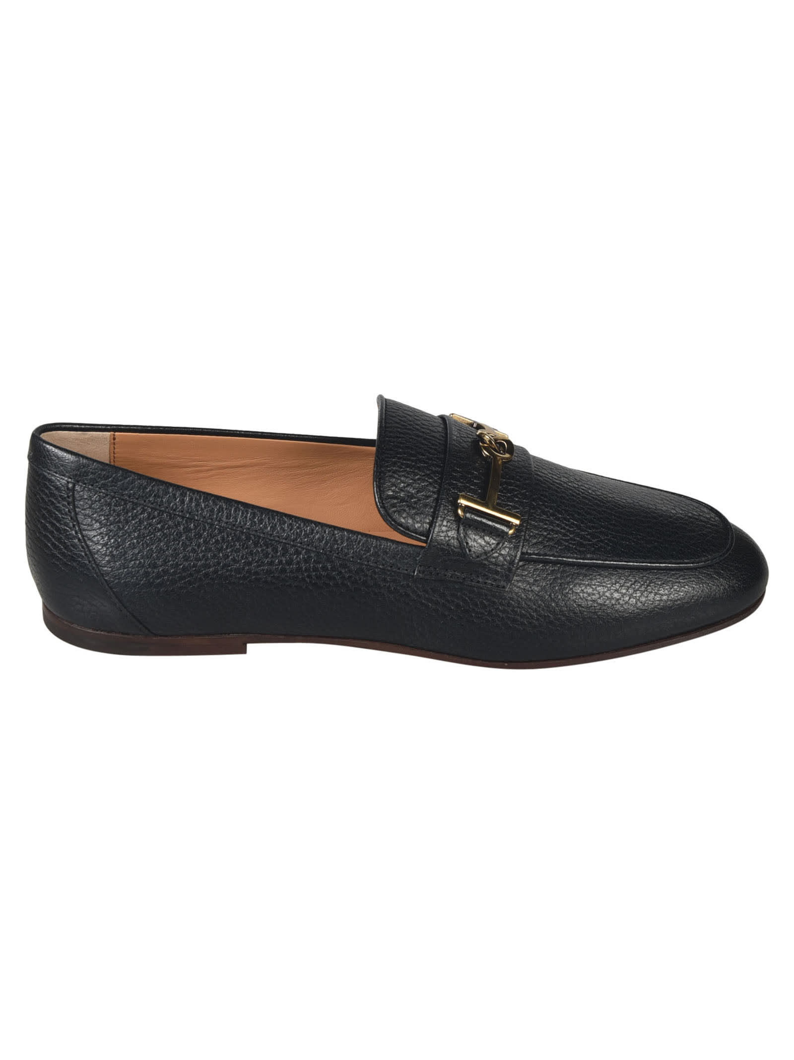 Shop Tod's Metallic Detail Loafers In Black