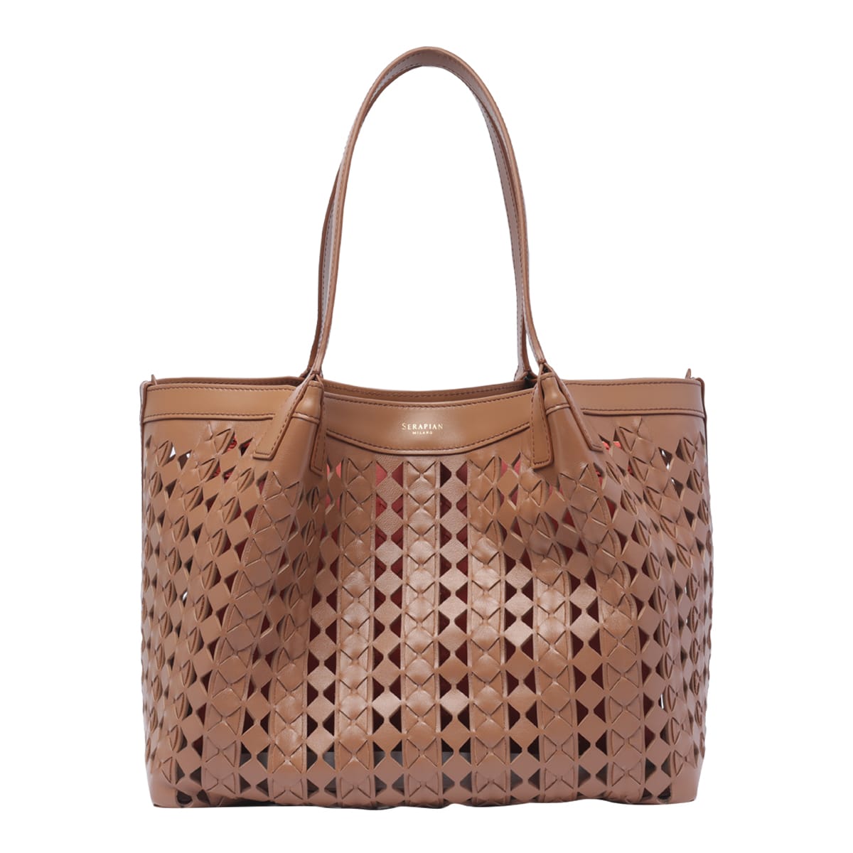 Serapian Small Secret Mosaico Shoulder Bag In Brown