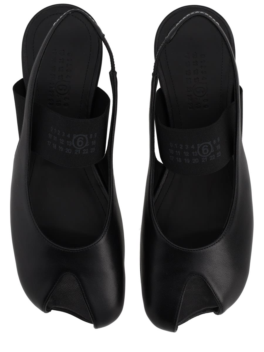 Mm6 Maison Margiela Logo Detailed Open-toe Slingback Sandals In Black