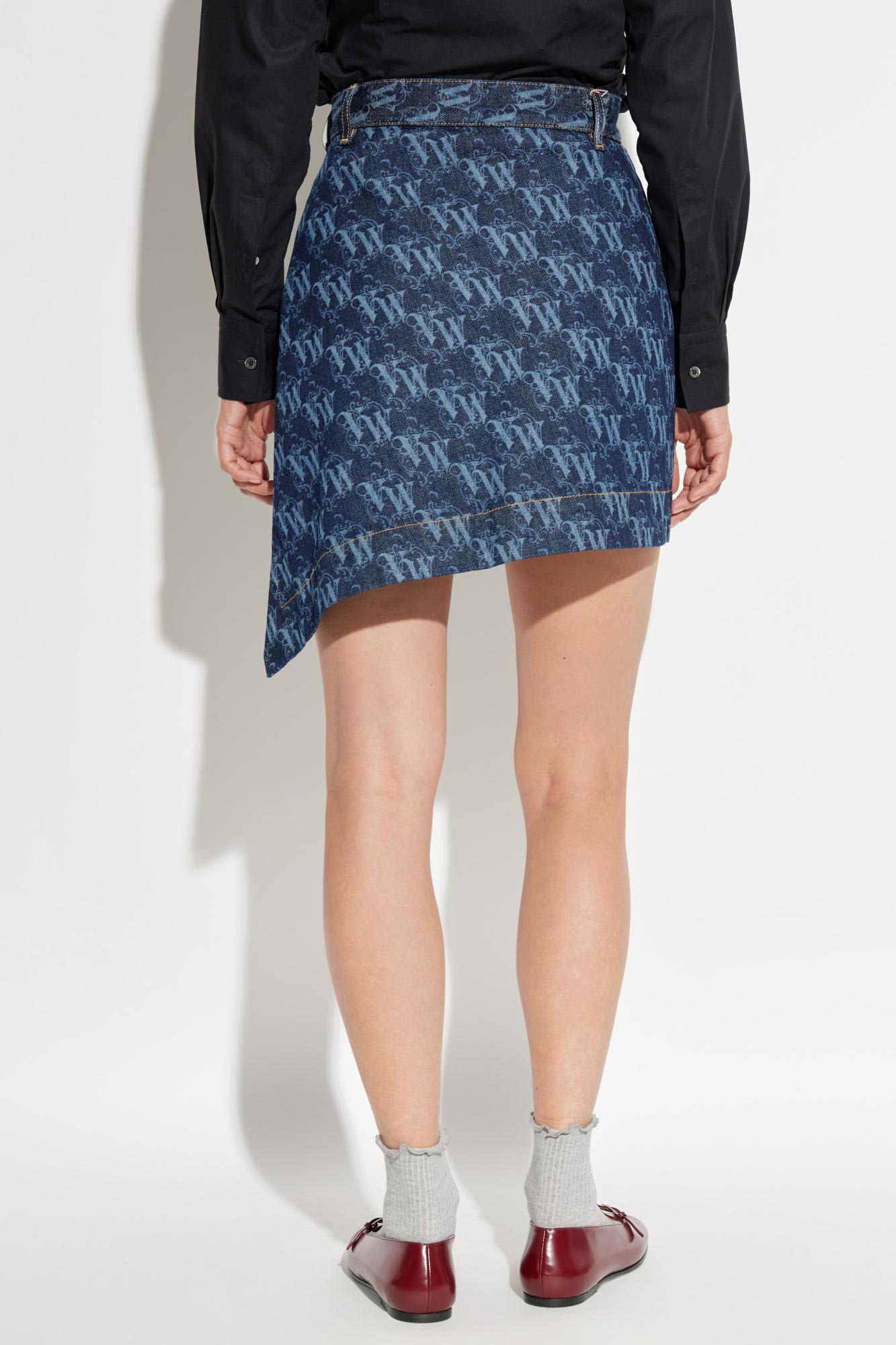 Vivienne Westwood Asymmetric Hem Skirt Belt Loops Pockets In Blue