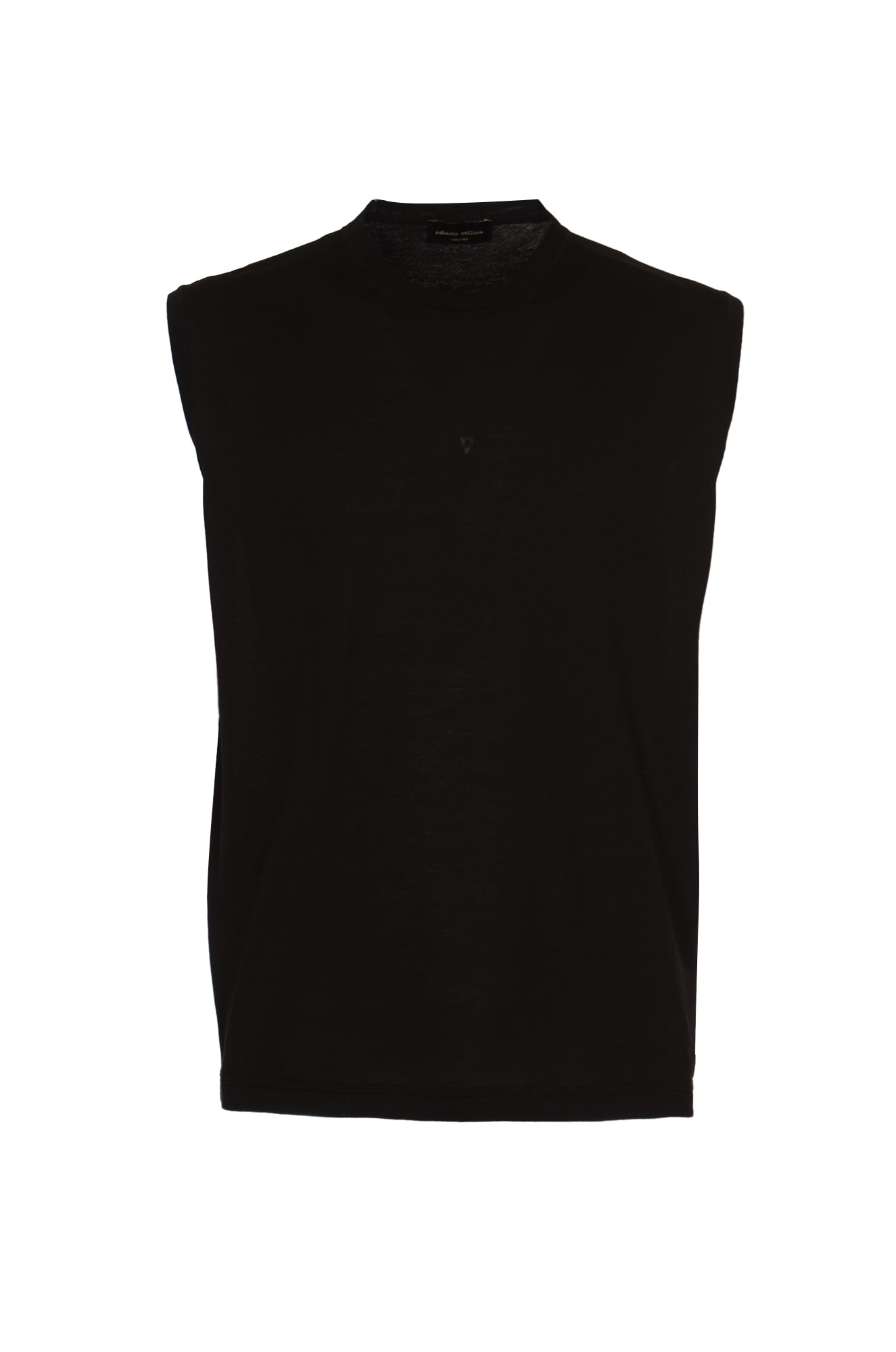 Shop Roberto Collina Round Neck Sleeveless Plain T-shirt In Black
