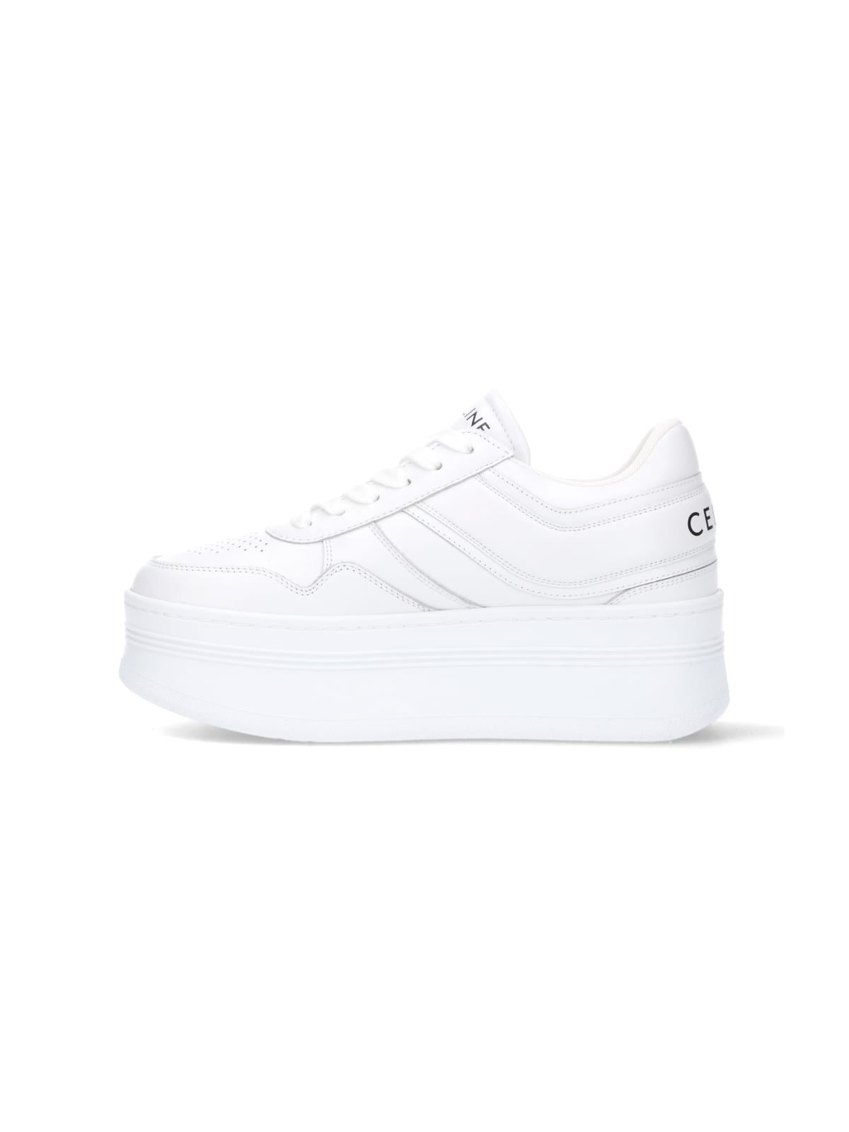 Celine Logo Platform Sneakers In White