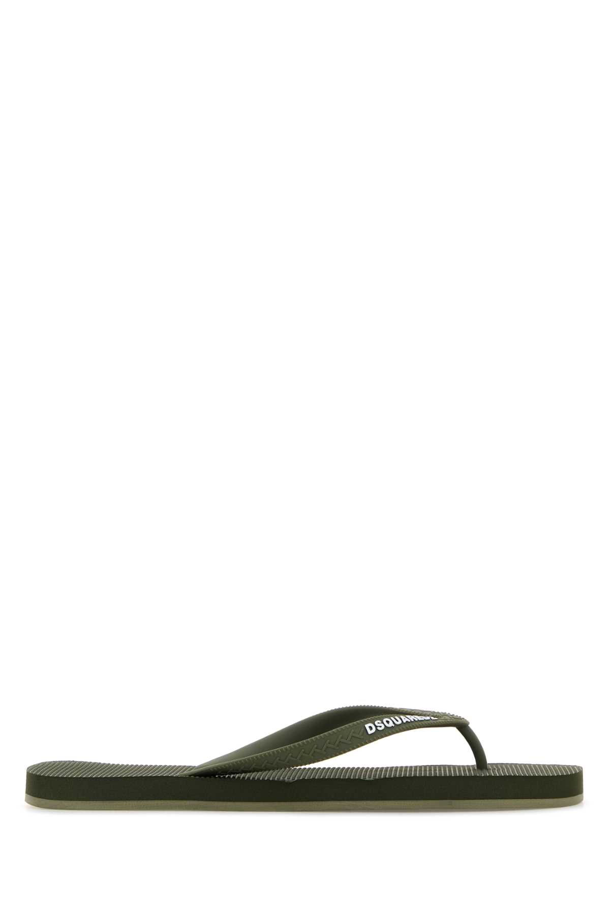 Dsquared2 Green Rubber Thong Slippers