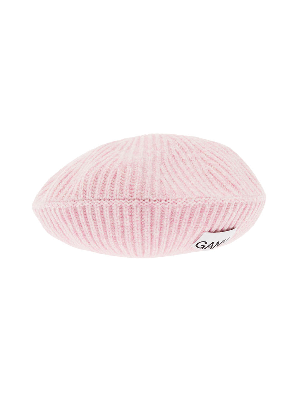 Ganni Structured Rib Beret In Pink