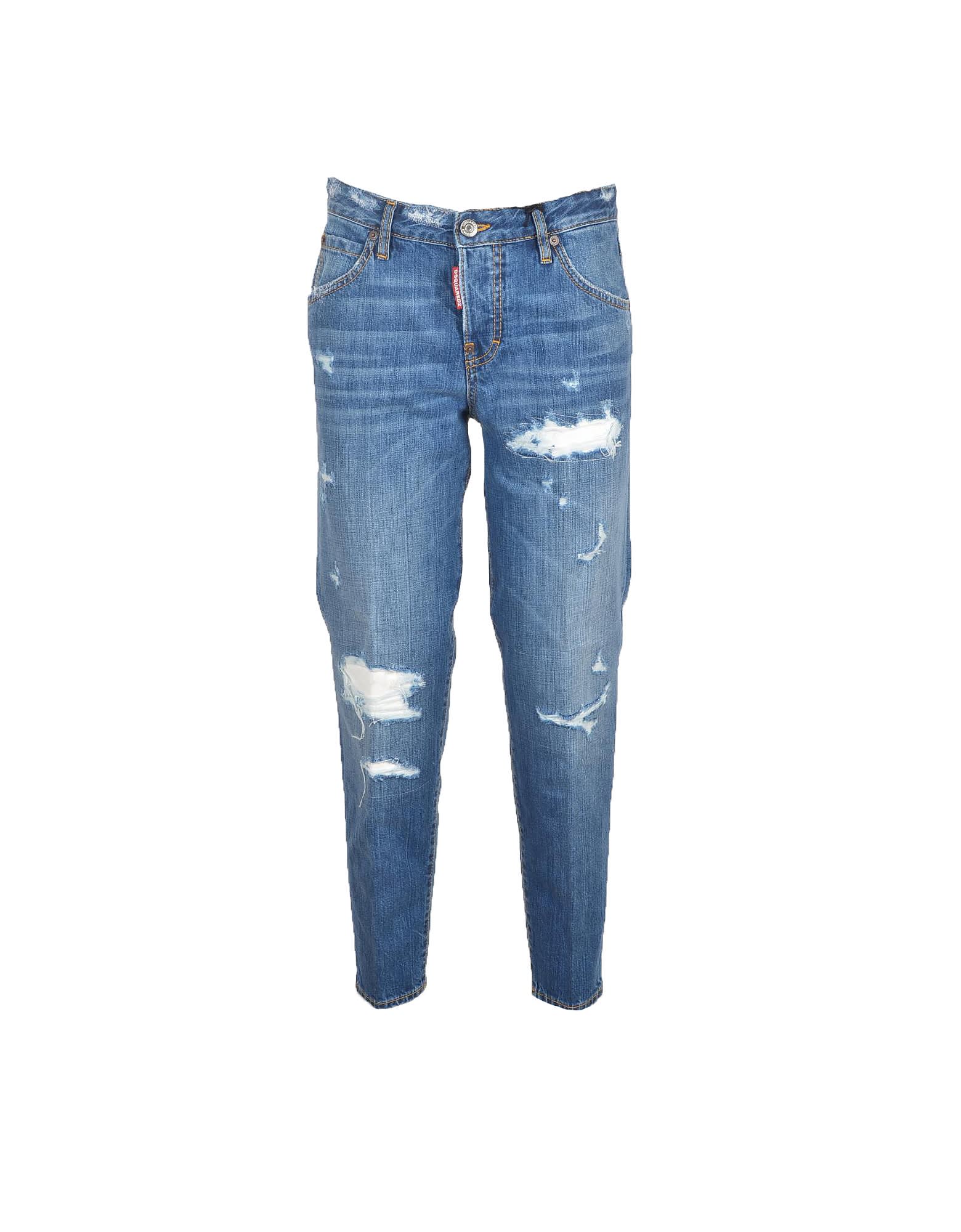 Dsquared2 Blue Distressed Denim Womens Jeans