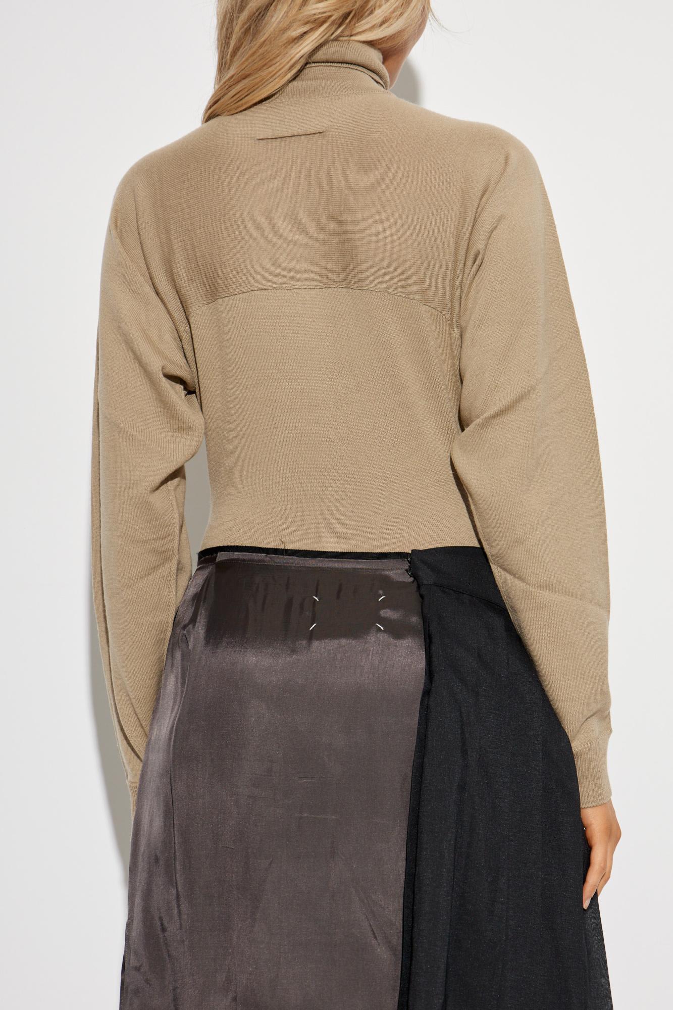 Mm6 Maison Margiela Bodysuit With Turtleneck In Nude