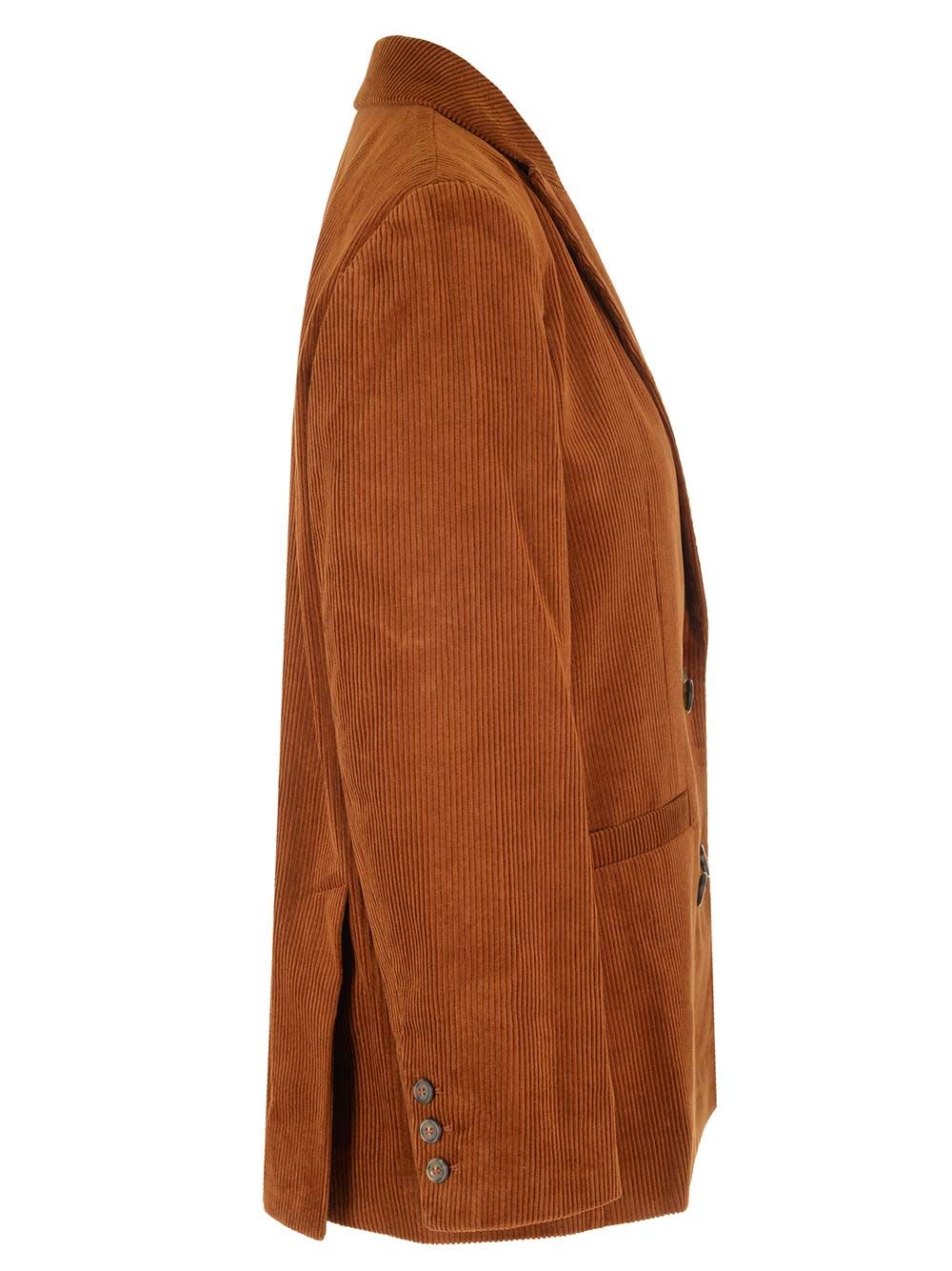 Shop Apc Double-breasted Jacket In Brown