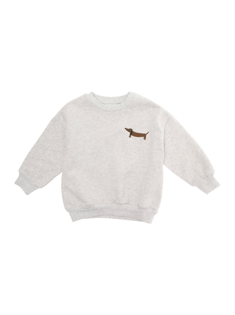 Shop Mini Rodini Grey Crewneck Sweatshirt With Embroidered Detail On The Front In Cotton Baby