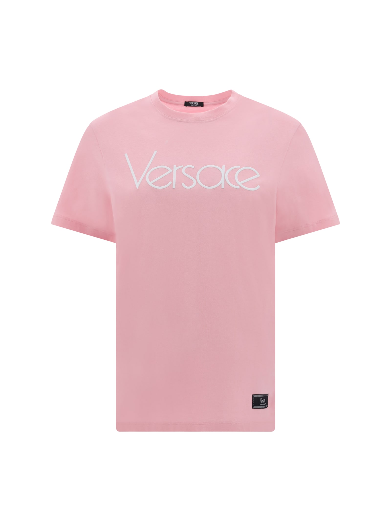 Shop Versace T-shirt In Pink White (pink)