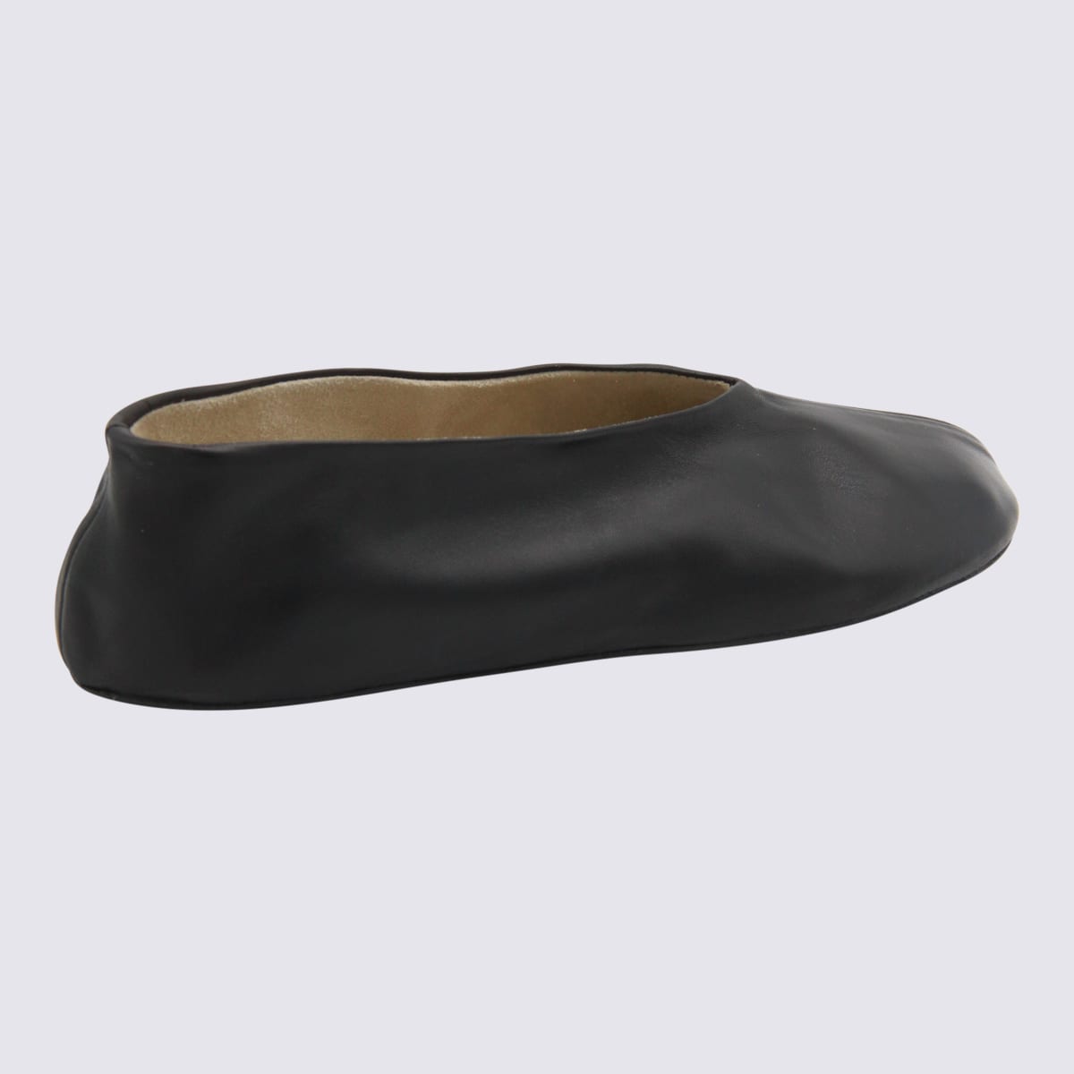 The Row Stella Slipper Leather Ballerinas In Black