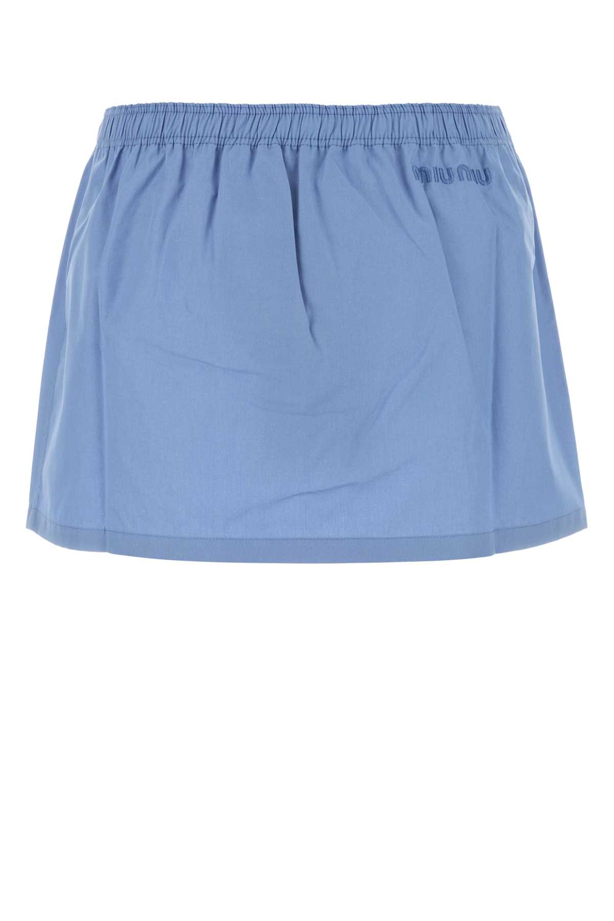 Shop Miu Miu Air Force Blue Poplin Mini Skirt In Azzurro