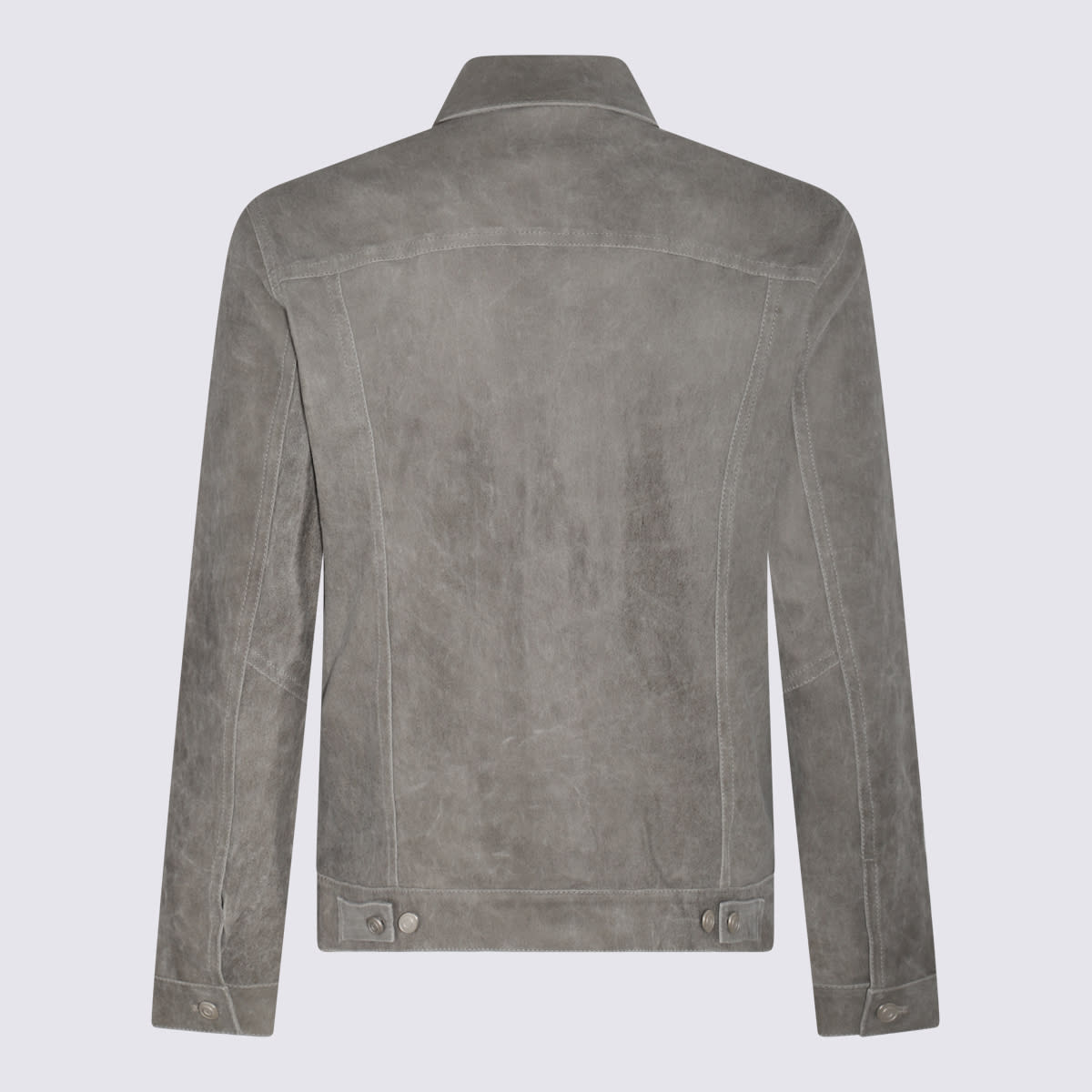 Shop Giorgio Brato Grey Leather Jacket