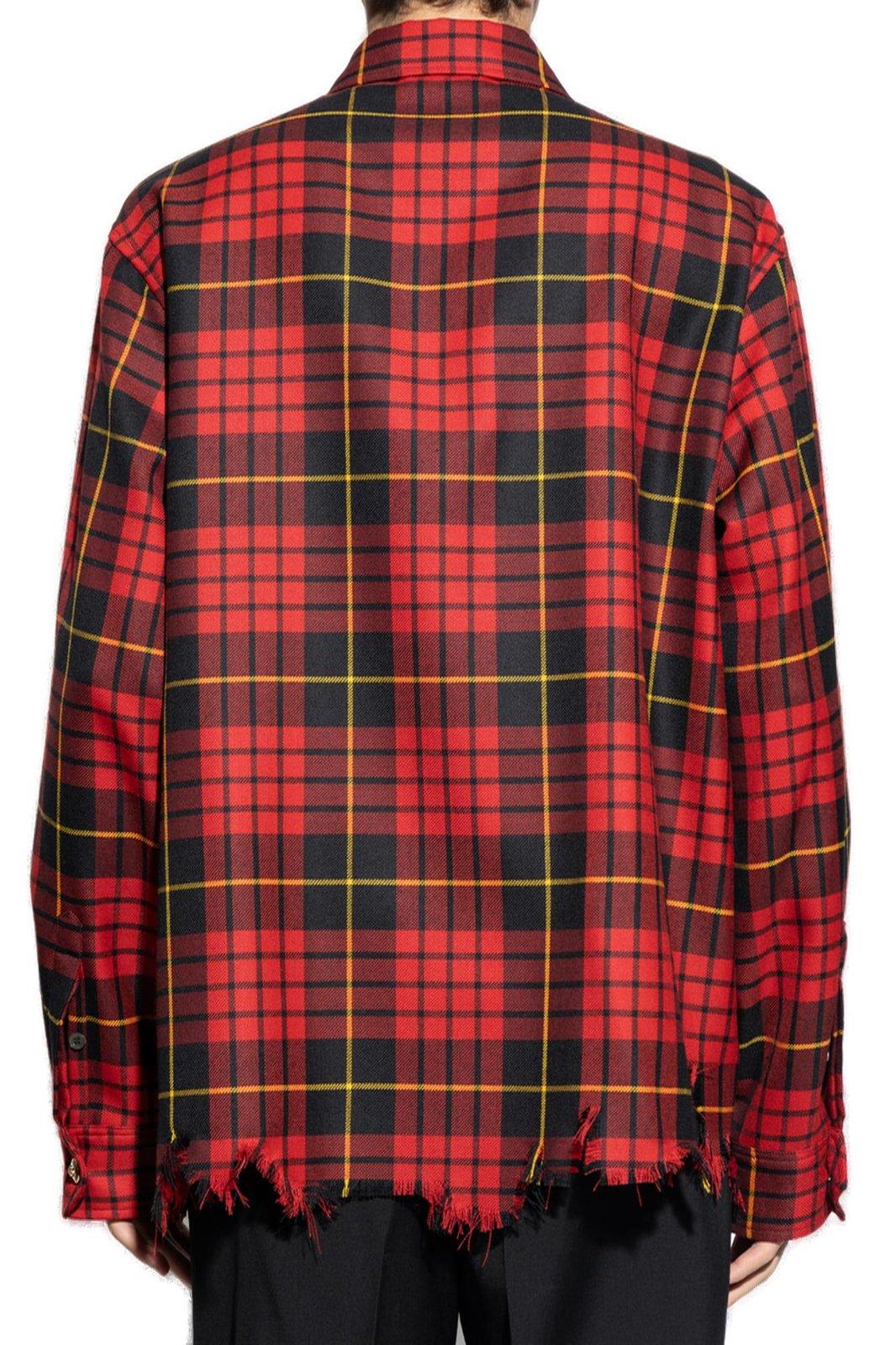 Alexander Mcqueen Distressed Tartan Overshirt Jackets Red In Red