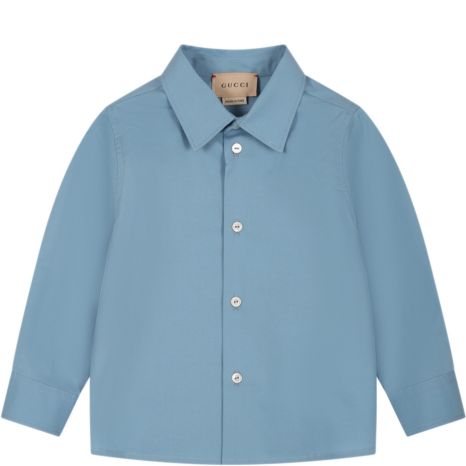 Gucci Light Blue Shirt For Baby Boy With Double G