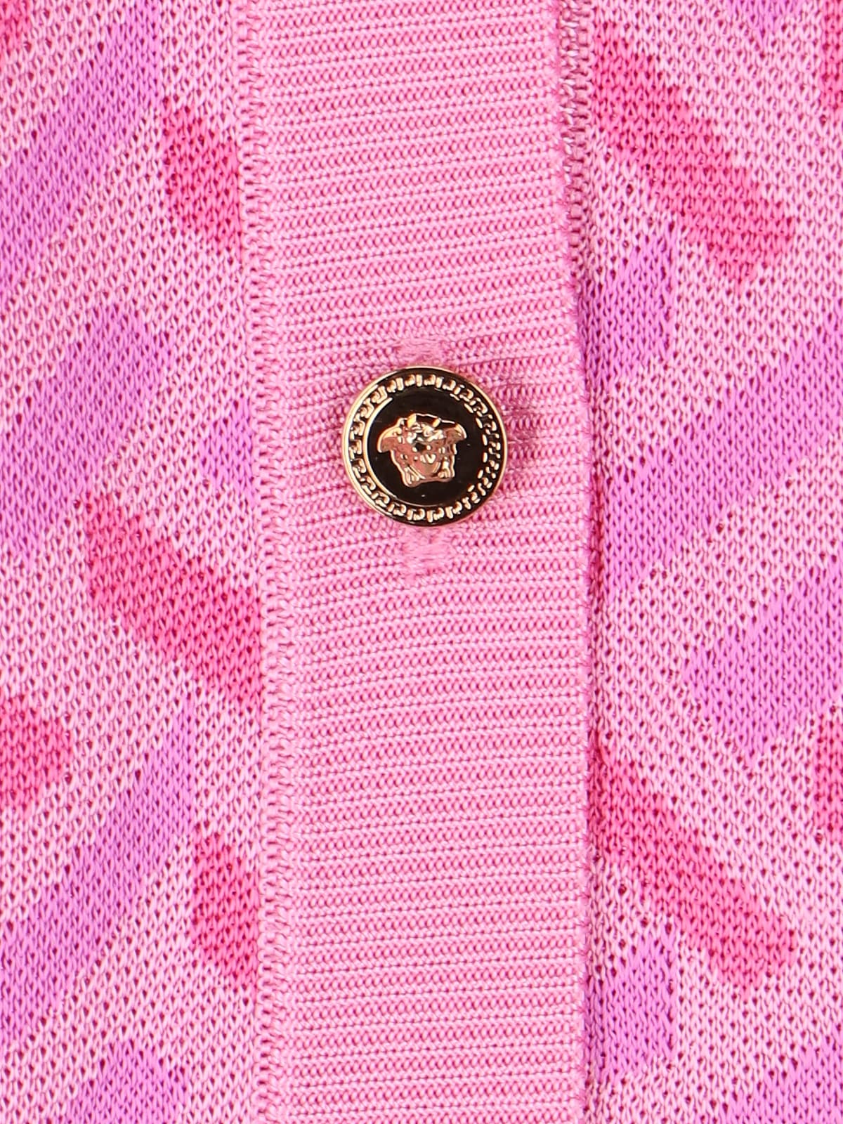 Versace La Greca Jacquard Short-sleeve Sweater In Pink