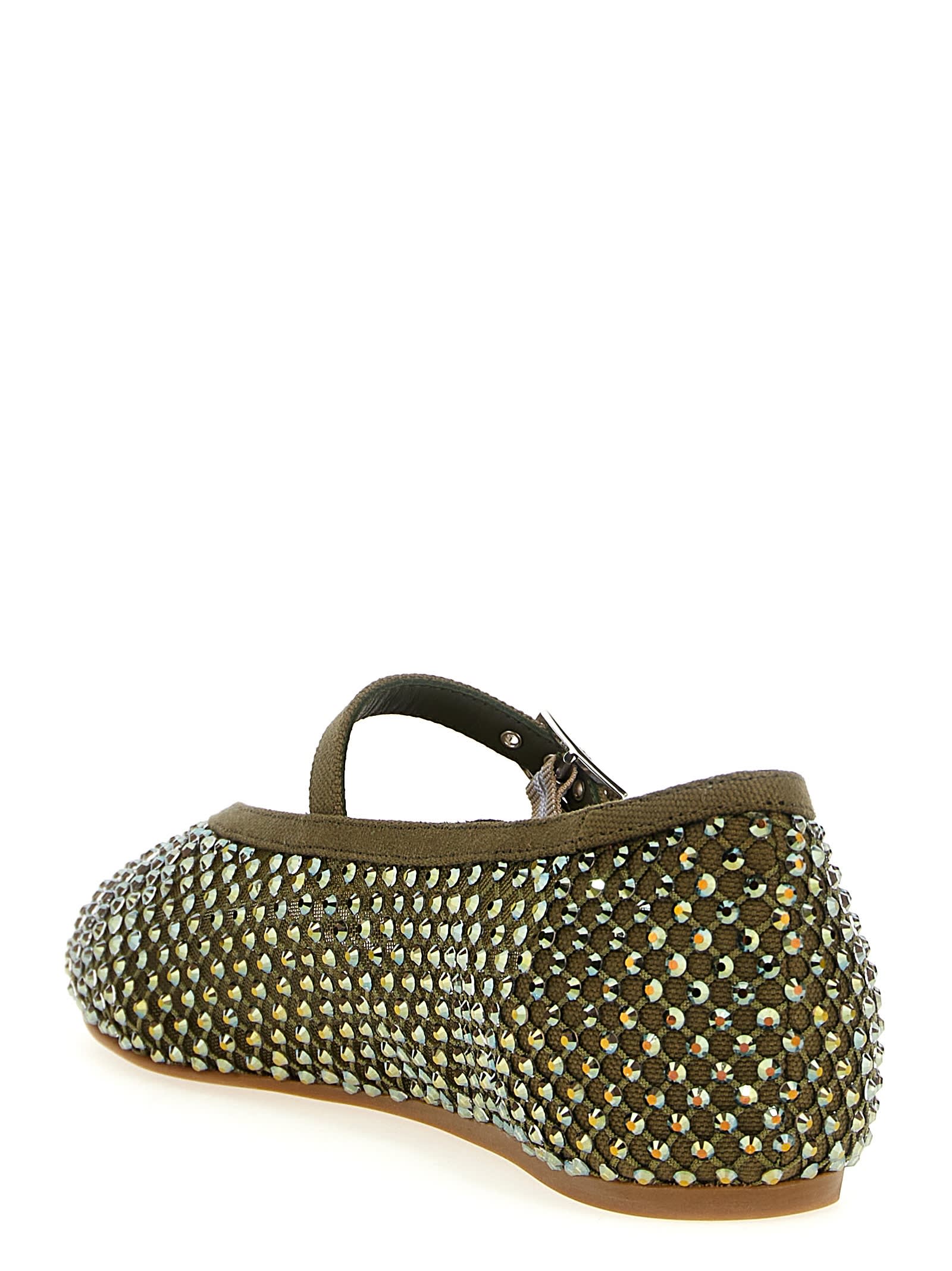 Le Silla Embellished Round Toe Ballerina Flats In Green