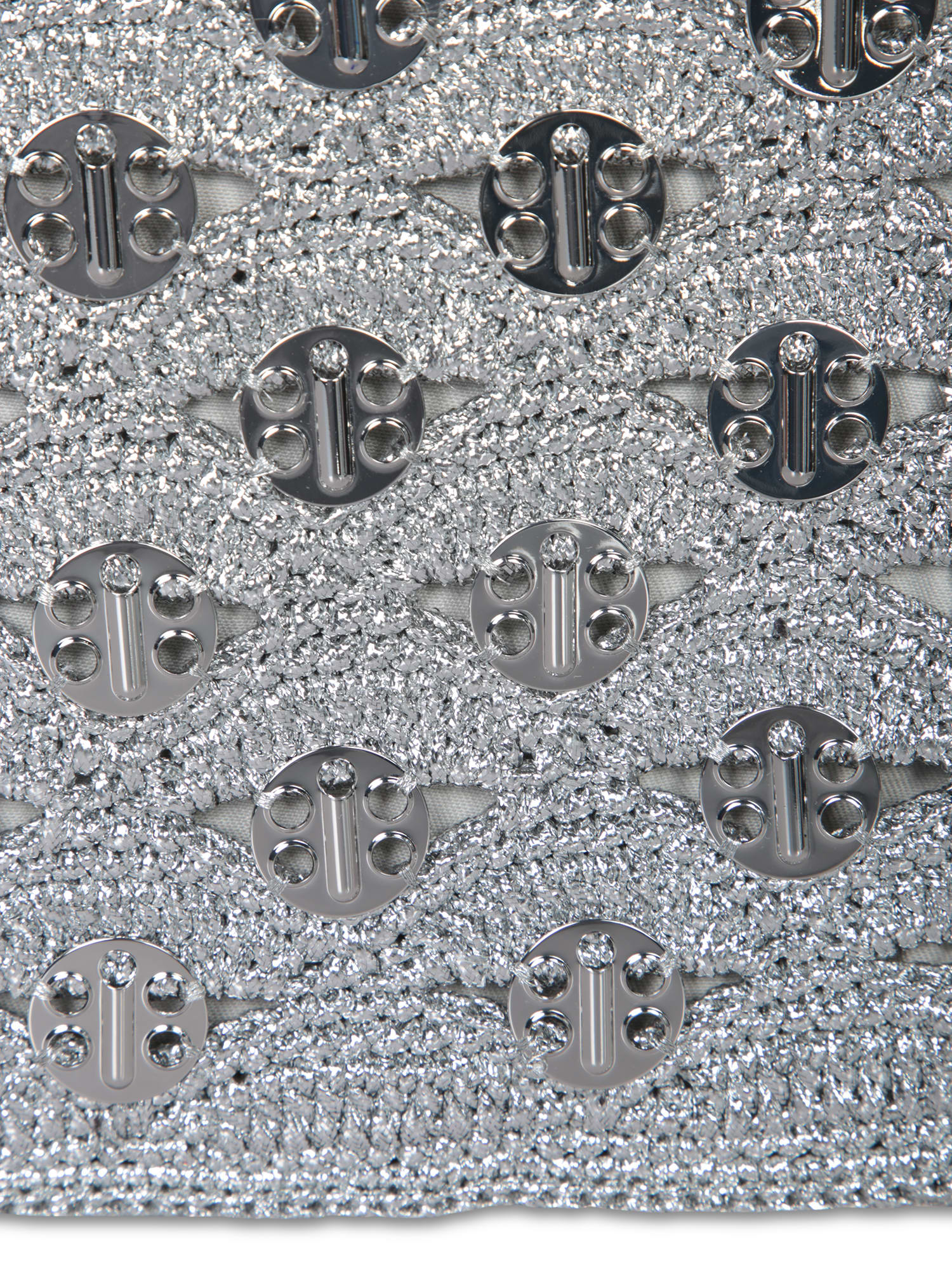 Rabanne Silver Raffia Pouch Bag