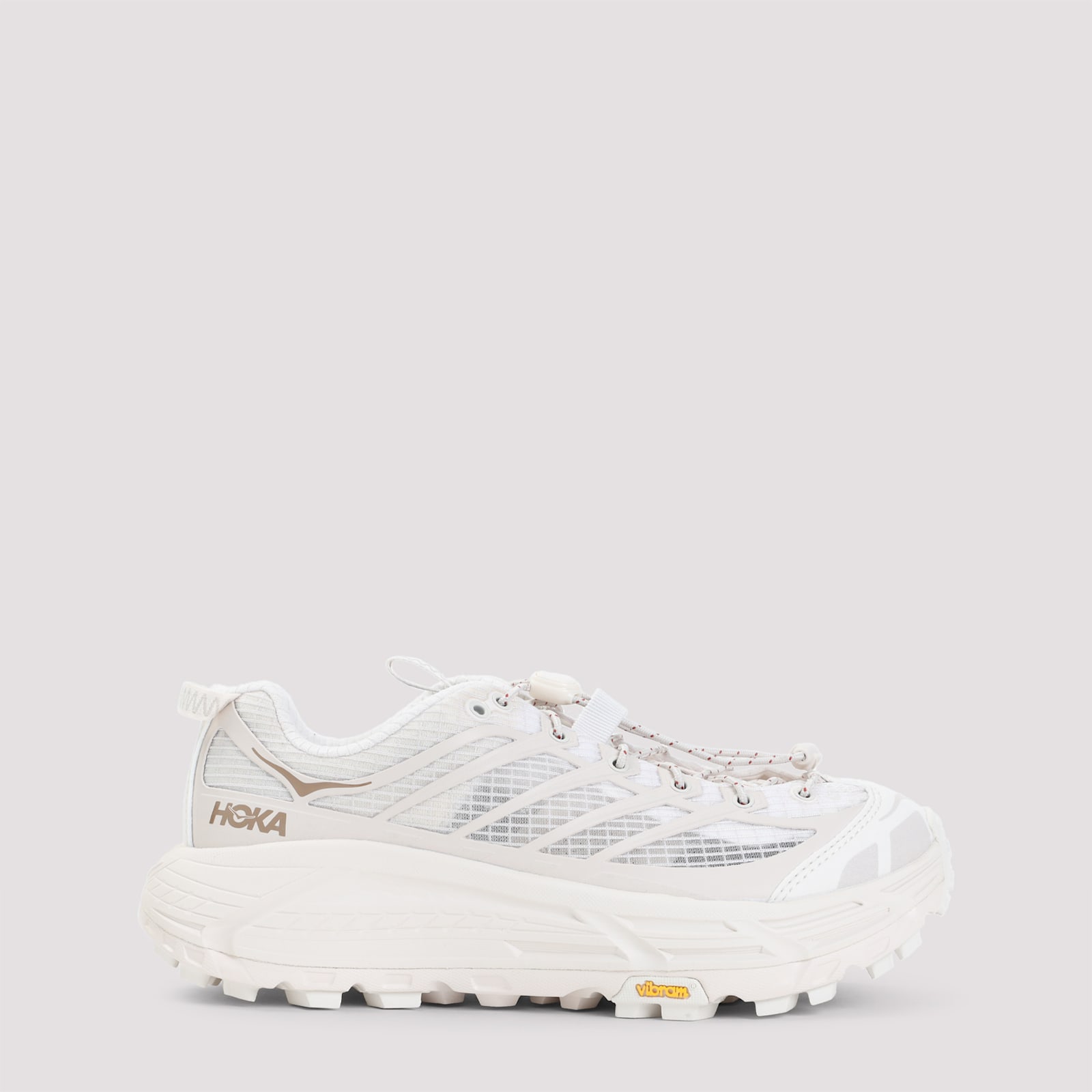 Hoka Sole Sneakers With Breathable Mesh Panels In White