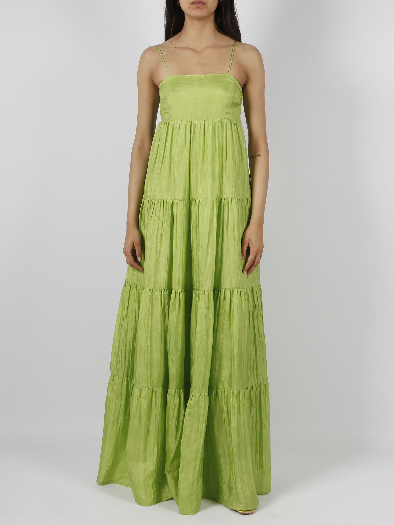 Shop The Rose Ibiza Formentera Silk Long Dress In Green