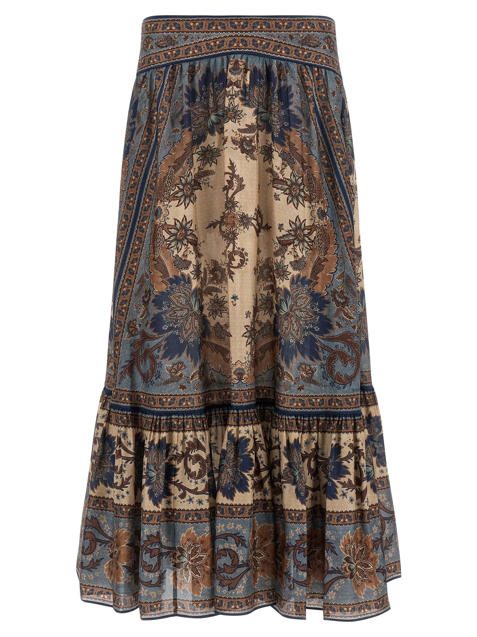 Zimmermann Ascension Printed Silk Skirt In Multi