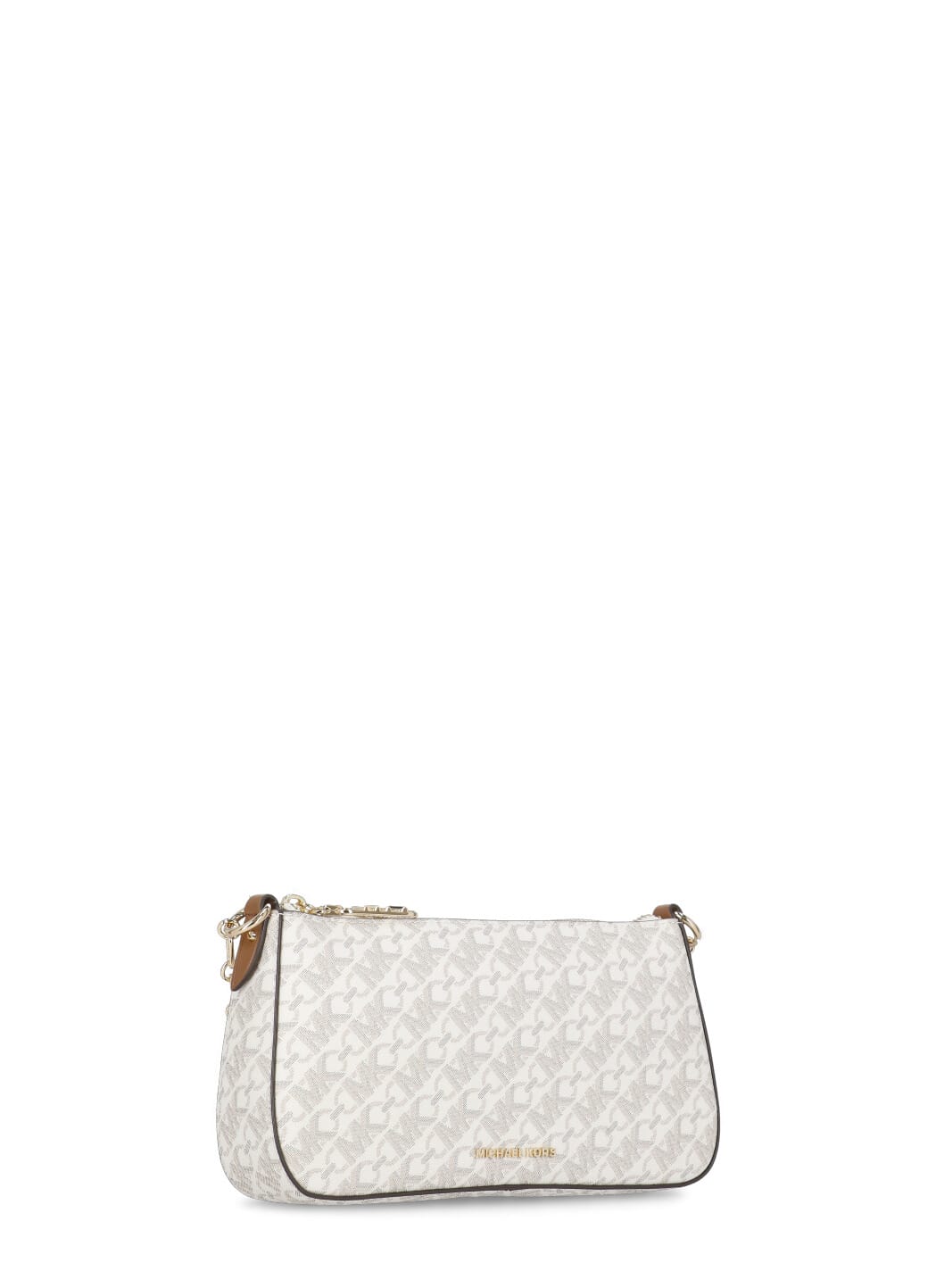 Shop Michael Kors Shoulder Bag With Empire Monogram In Vaniglia-cuoio