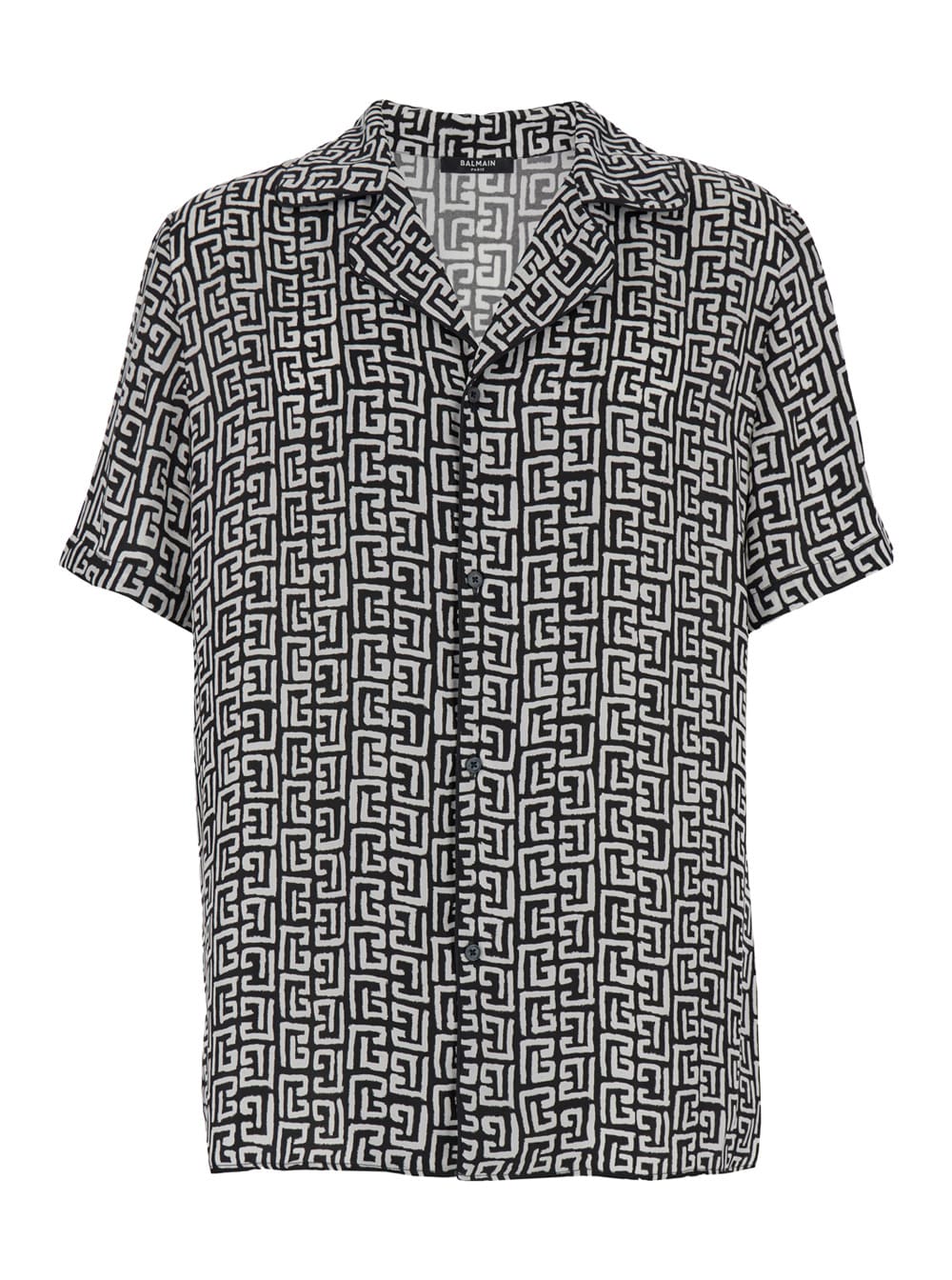 Balmain Ss Monogram Print Pyjama Shirt In Black