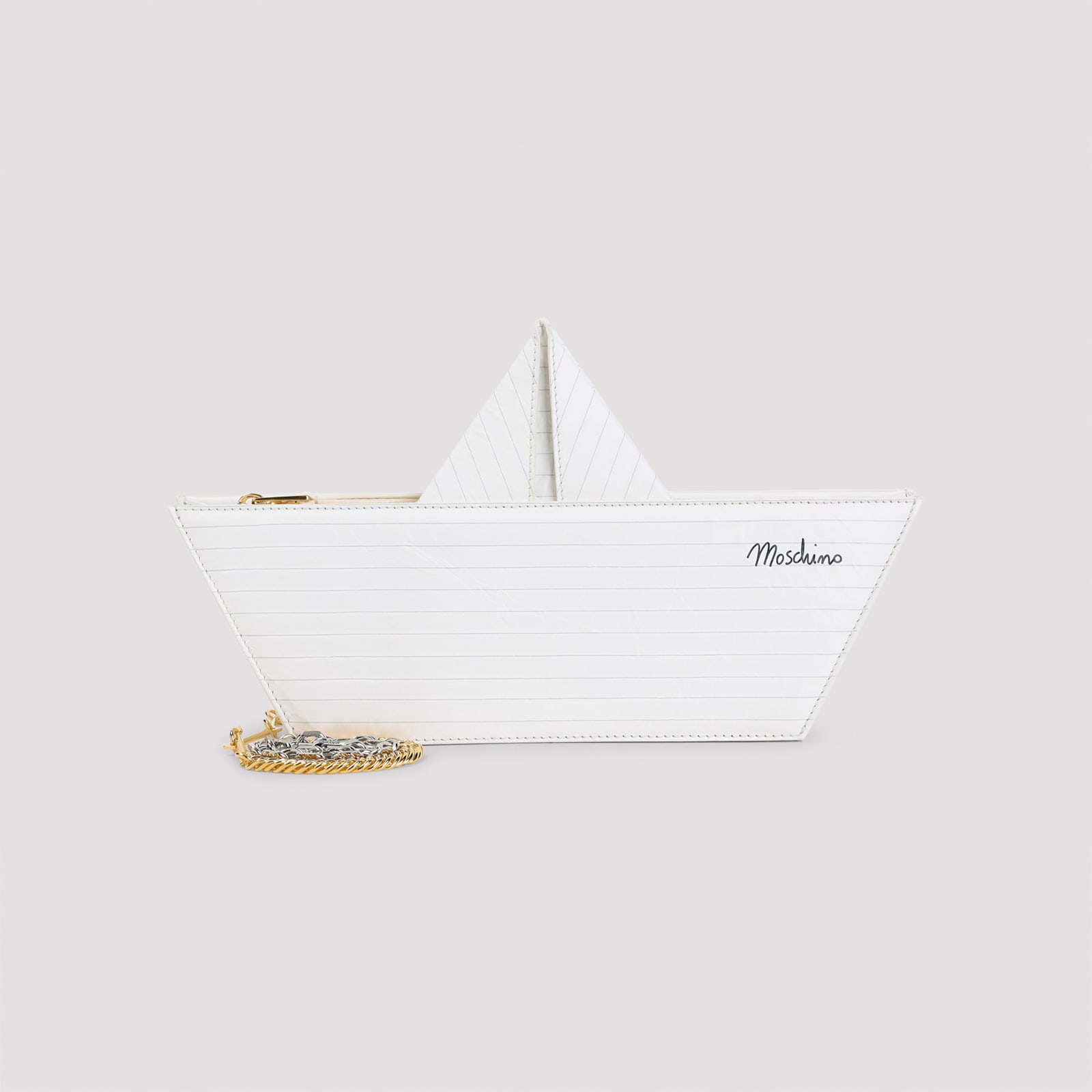 Moschino Paper Boat-inspired Shoulder Bag In Smooth Goat Leather
