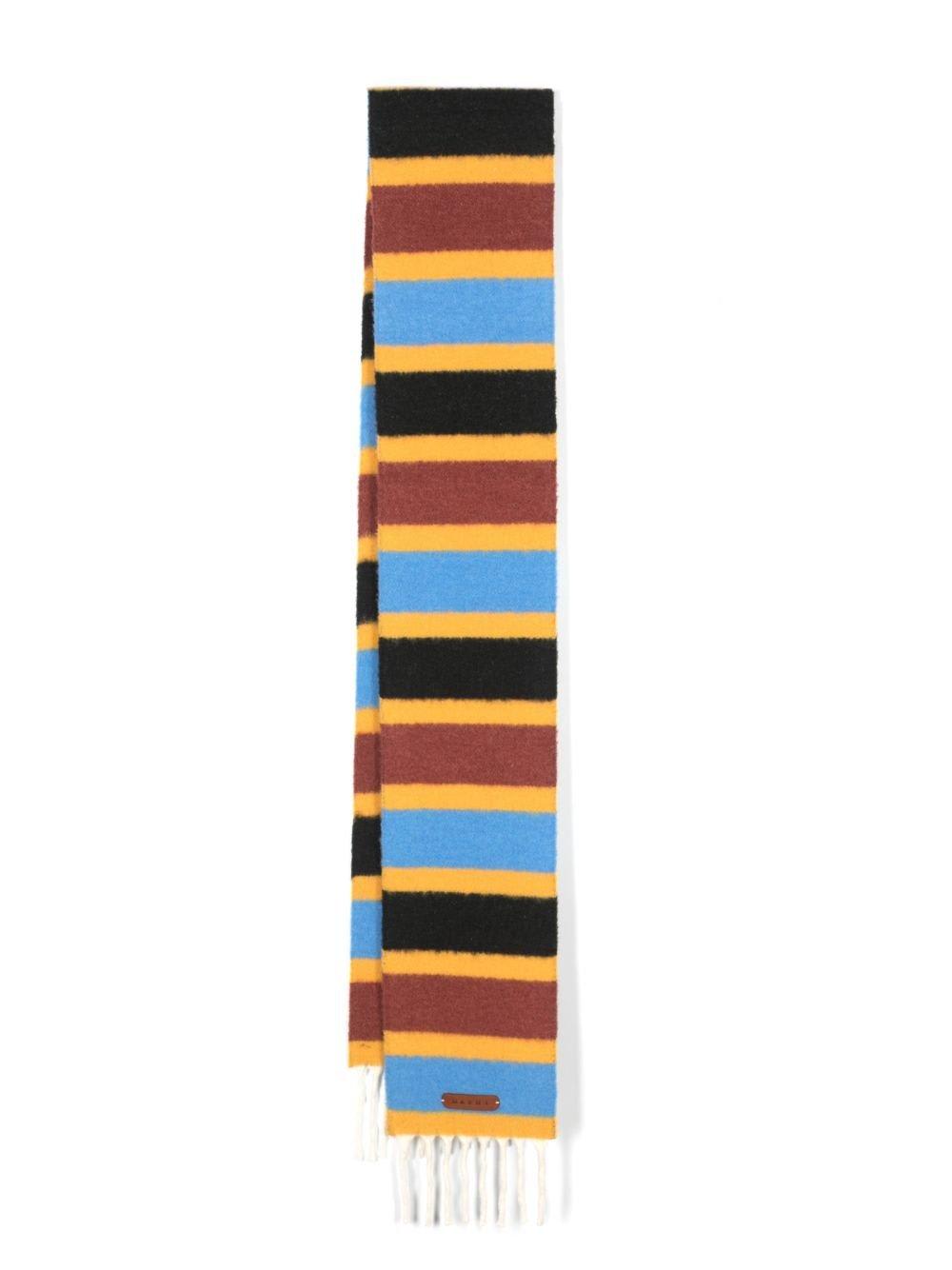 Striped Fringed Knit Scarf