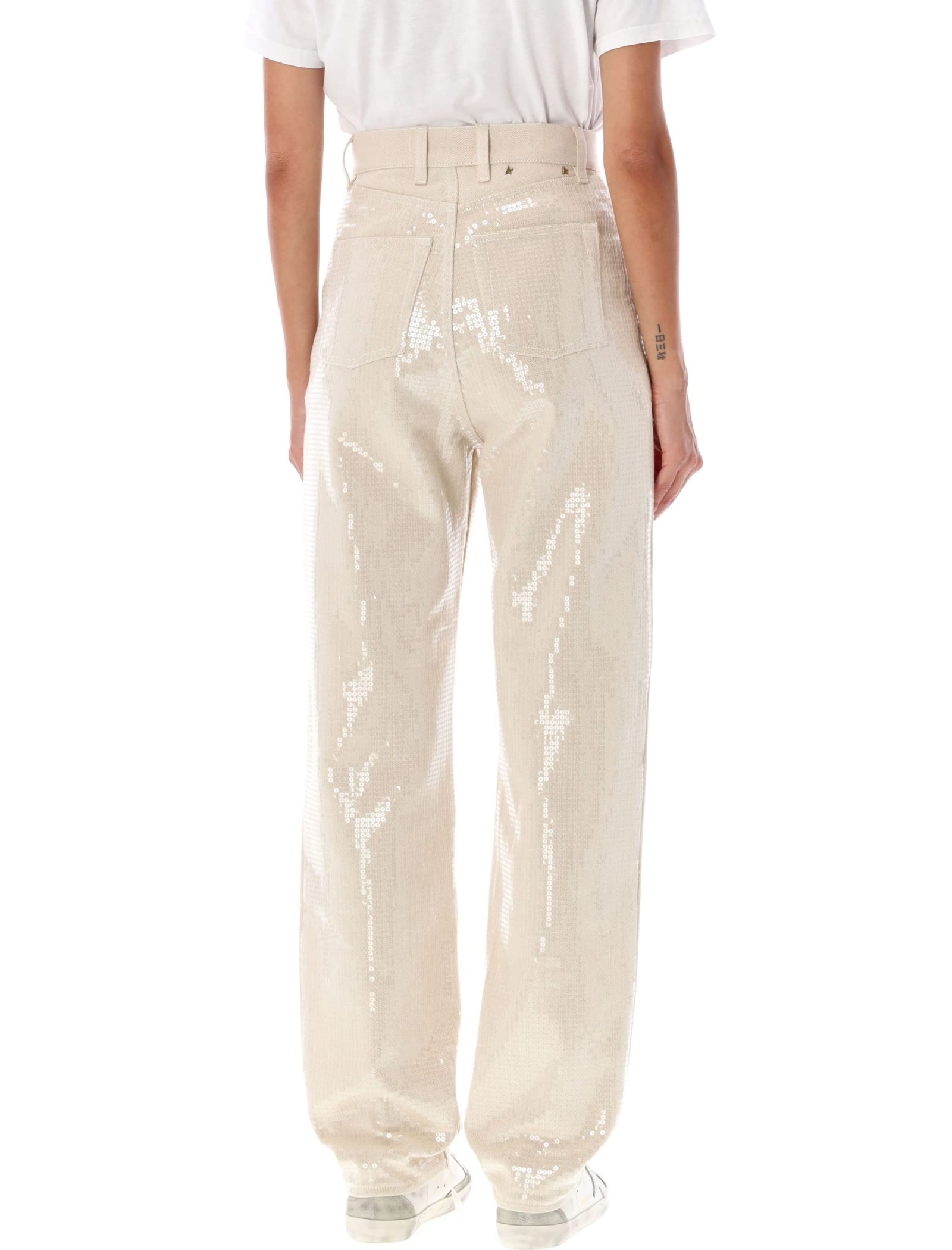 Golden Goose Kim Denim Sequin All-over In Ecru