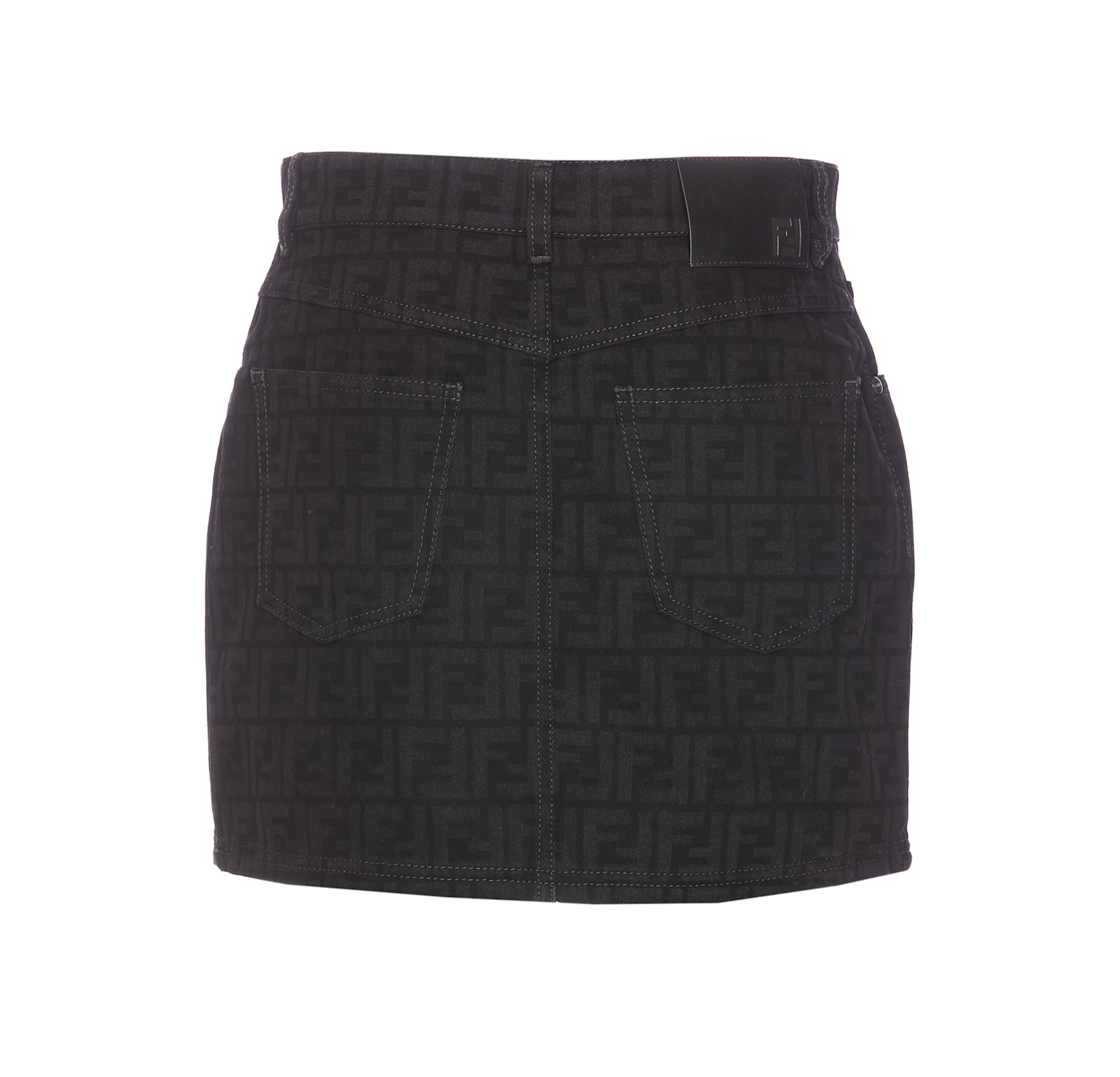 Shop Fendi Ff Logo Mini Skirt In Black