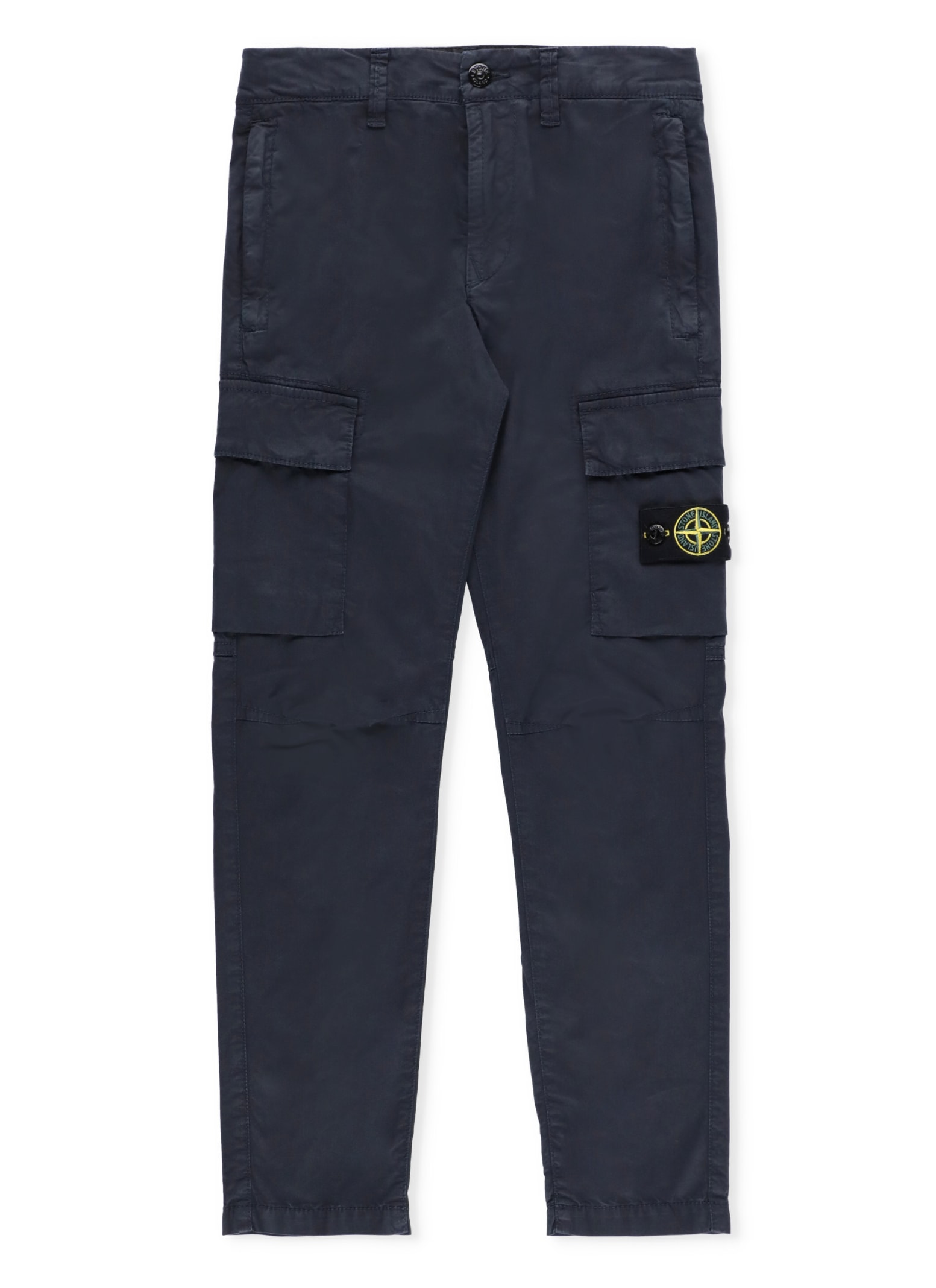Shop Stone Island Cotton Cargo Pants In Blue
