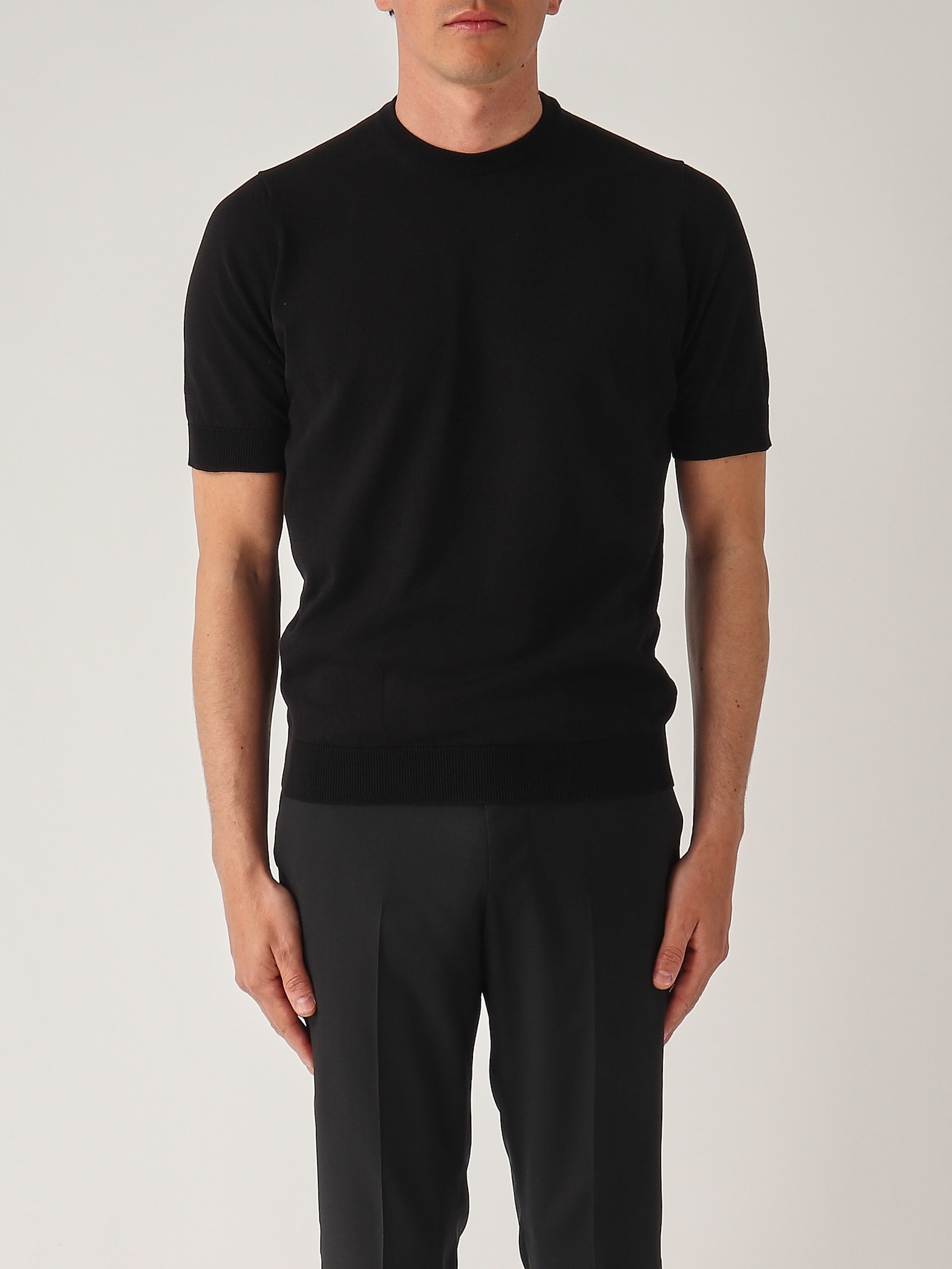 Maglia Girocollo M/c In Crepe Cotton Con Balza T-shirt