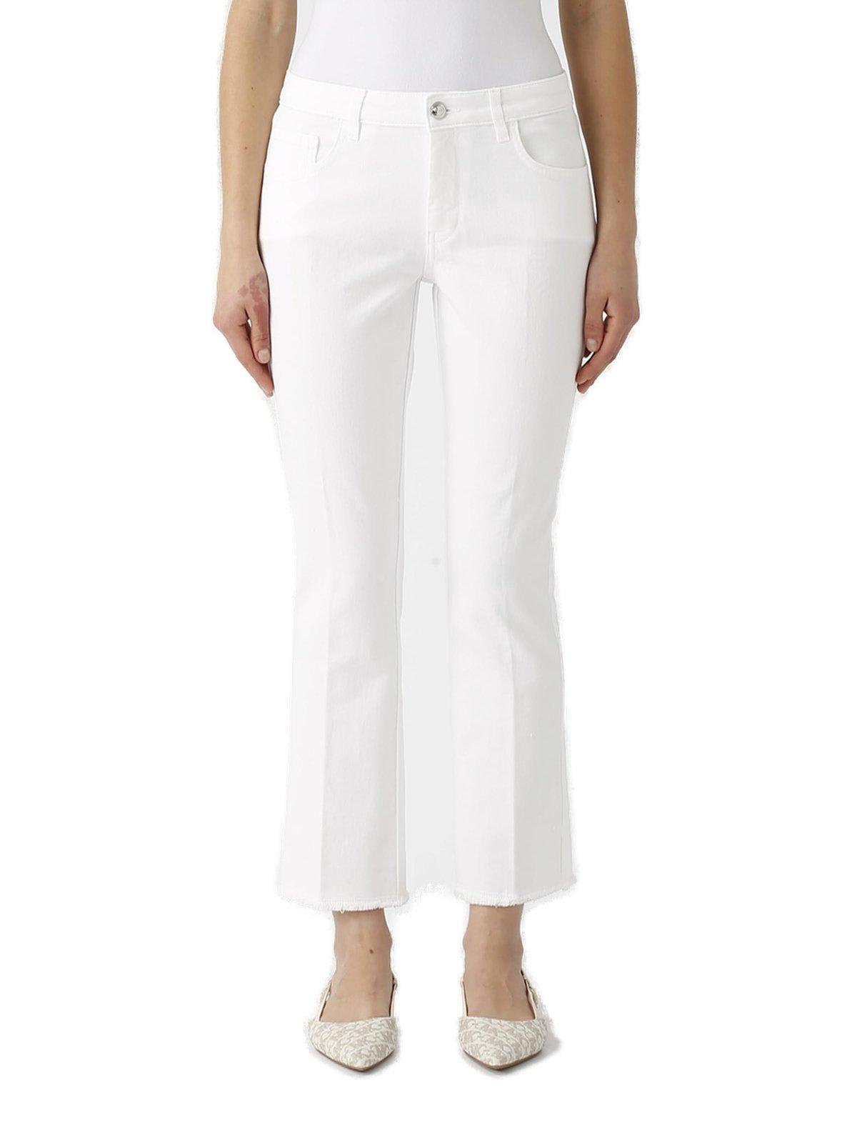 Shop Fay Logo-patch Mid-rise Cropped Jeans In Bianco