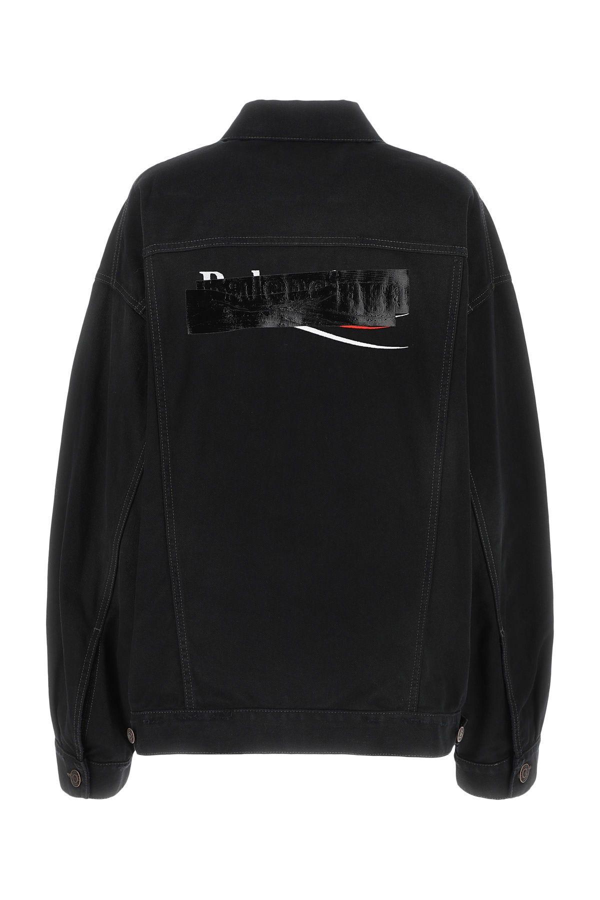 Shop Balenciaga Black Denim Oversize Jacket