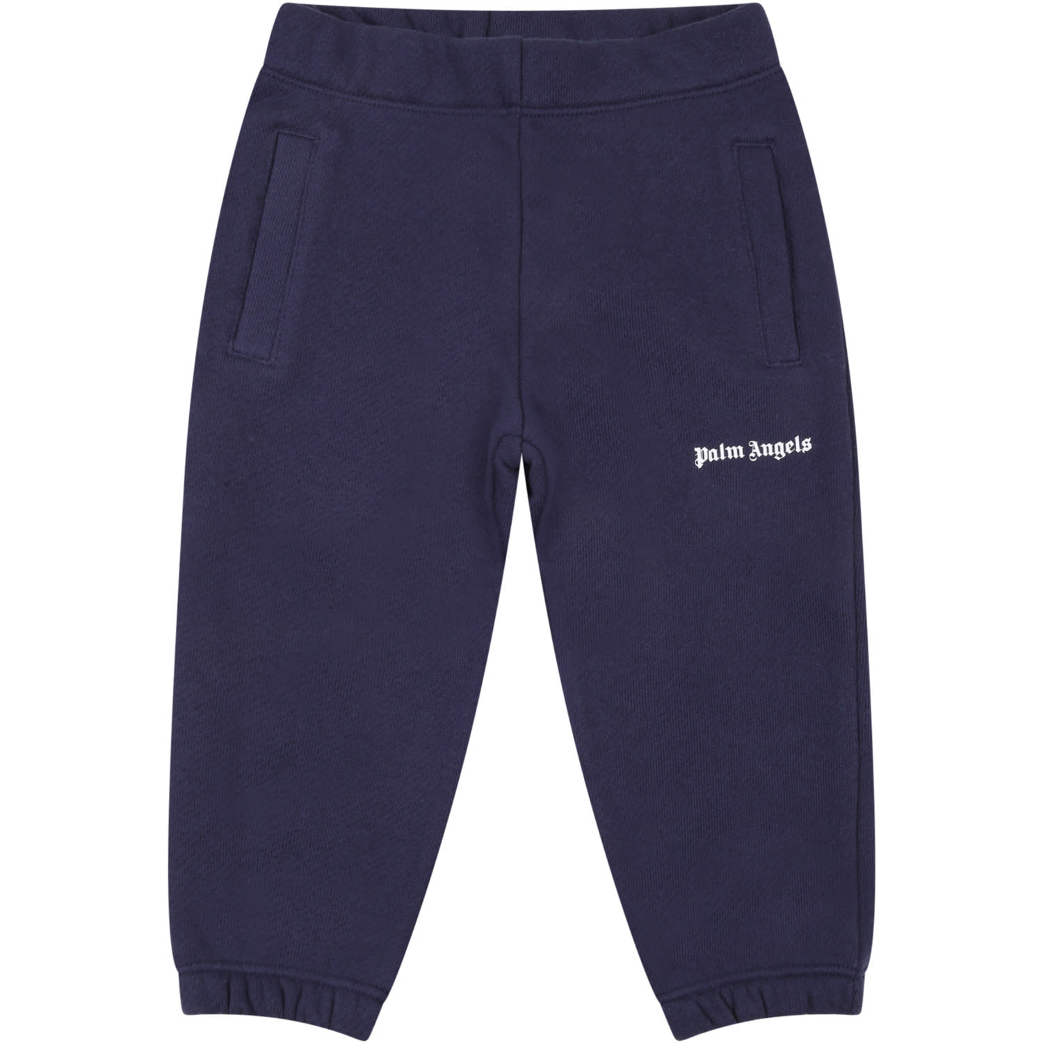 Palm Angels Blue Sweatpants For Babies With White Logo