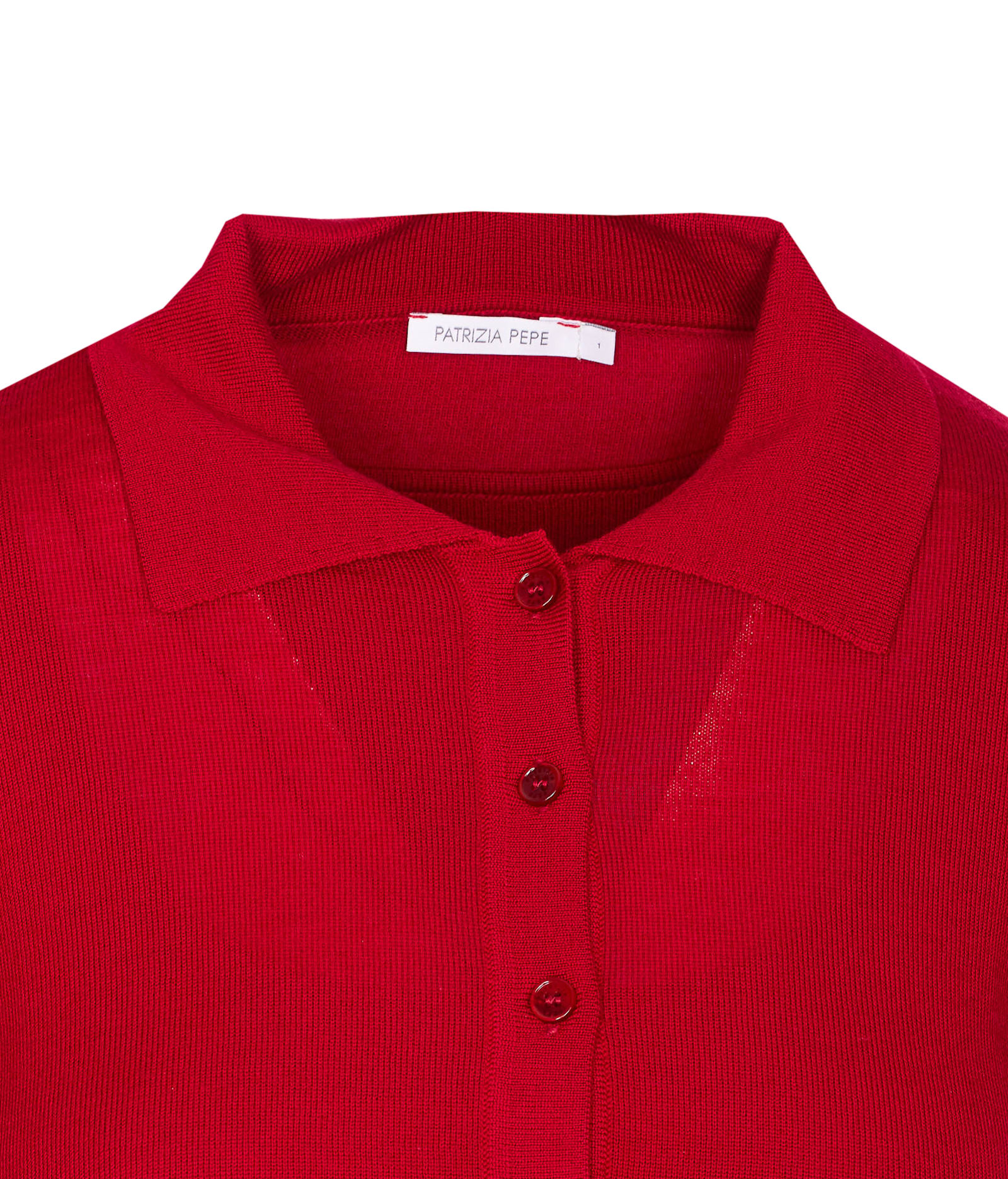 Patrizia Pepe Wool Sweater With Buttons And Internal Top In Red