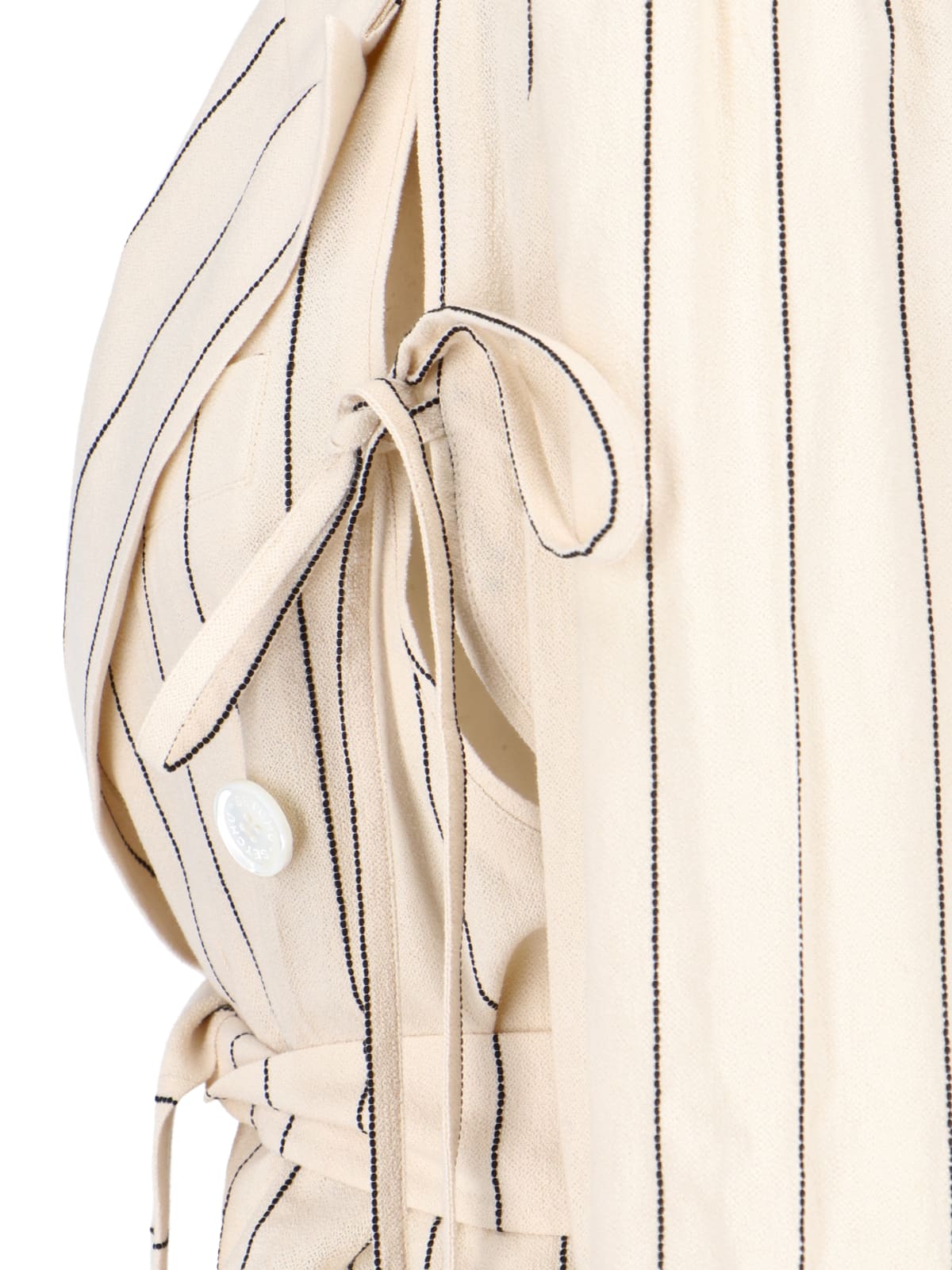 Shop Setchu Pinstriped Double-breasted Blazer In Crema