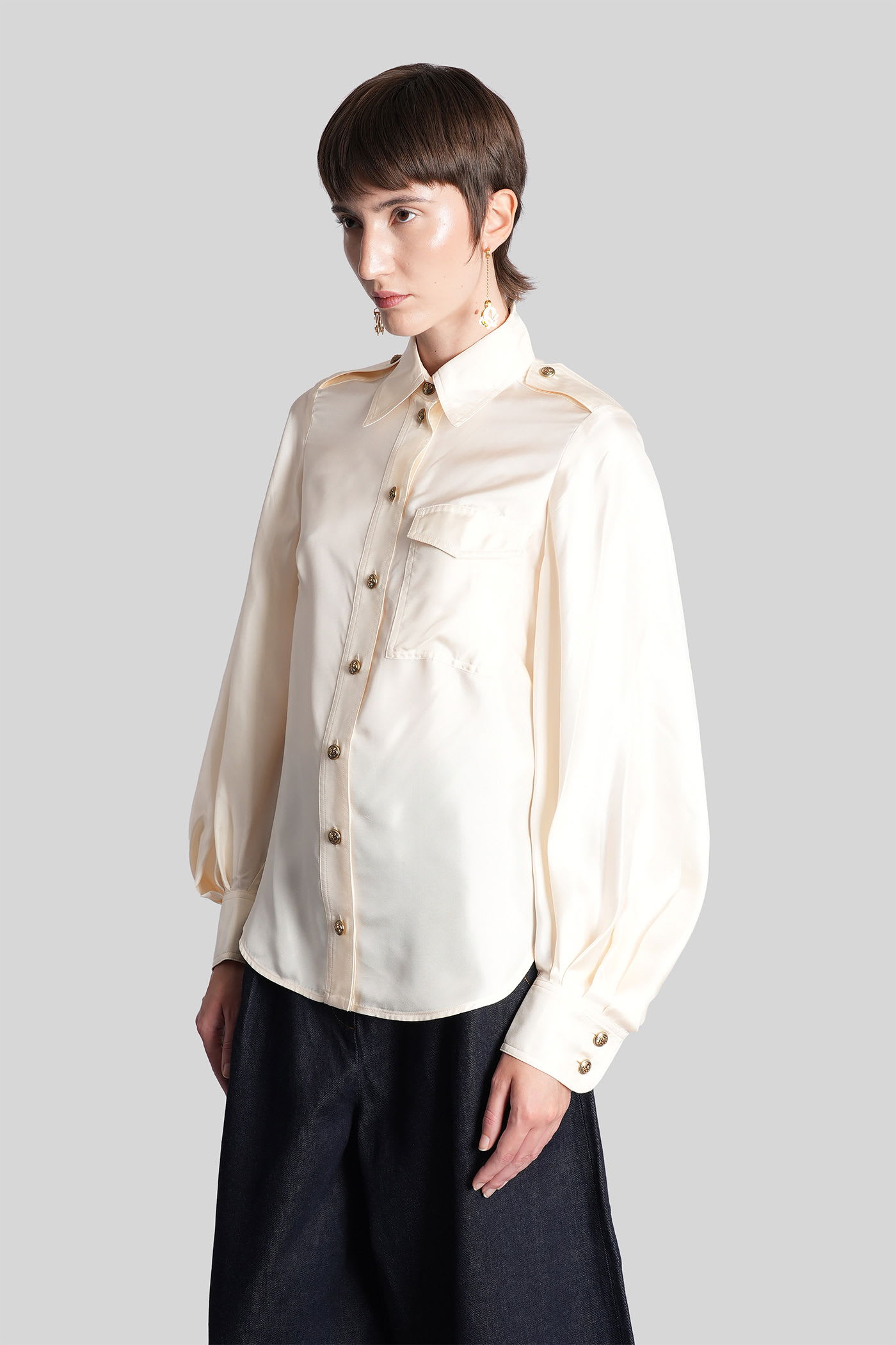 Zimmermann Shirt In Beige Silk In Neutral