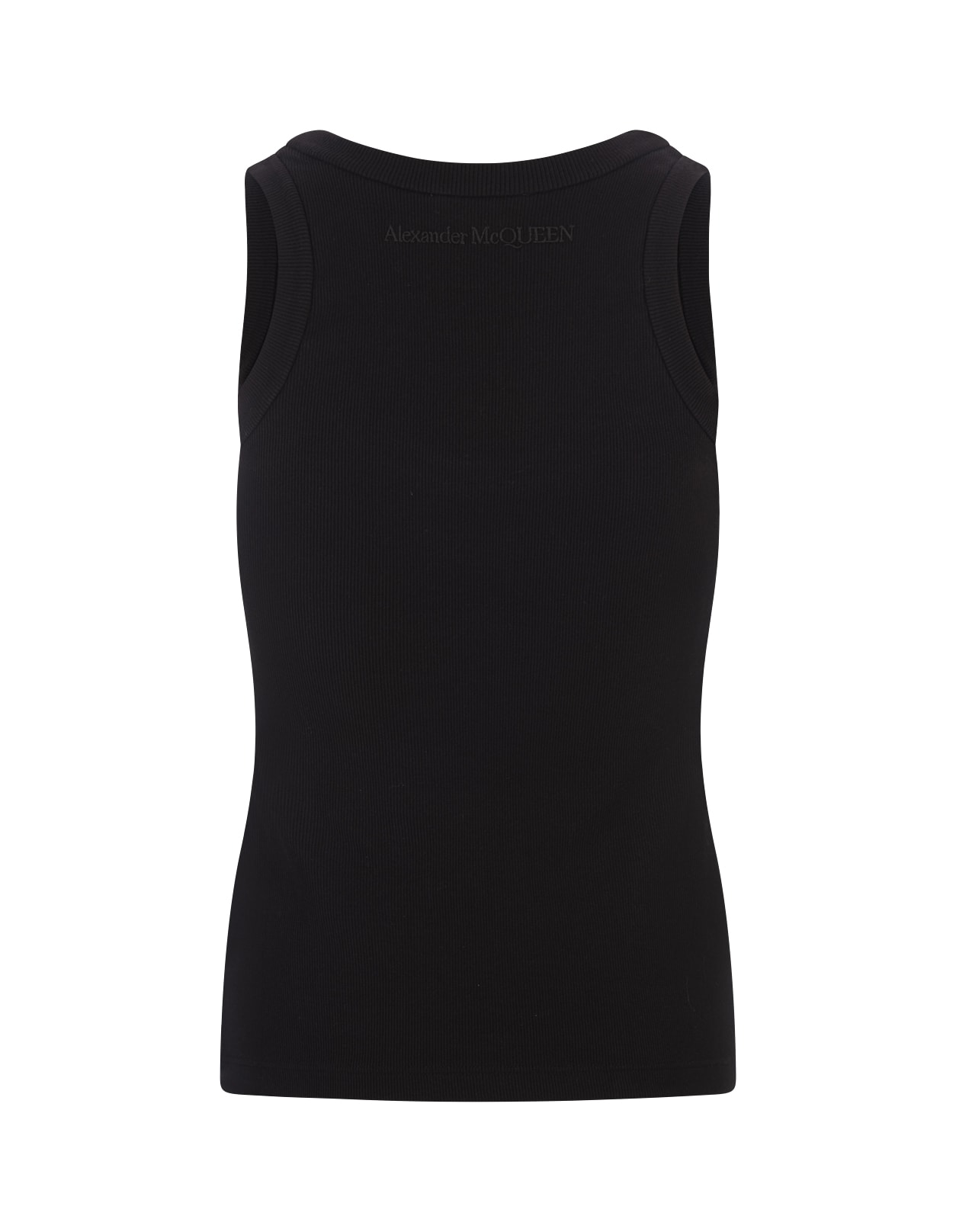 Shop Alexander Mcqueen Black Ribbed Tank Top