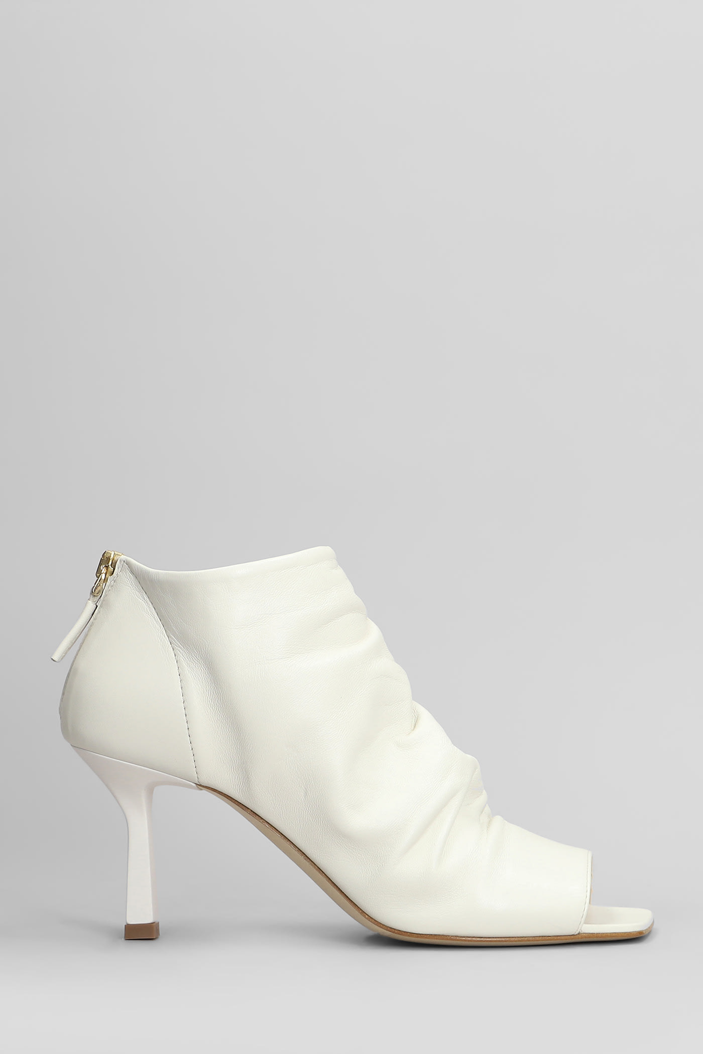 High Heels Ankle Boots In White Leather