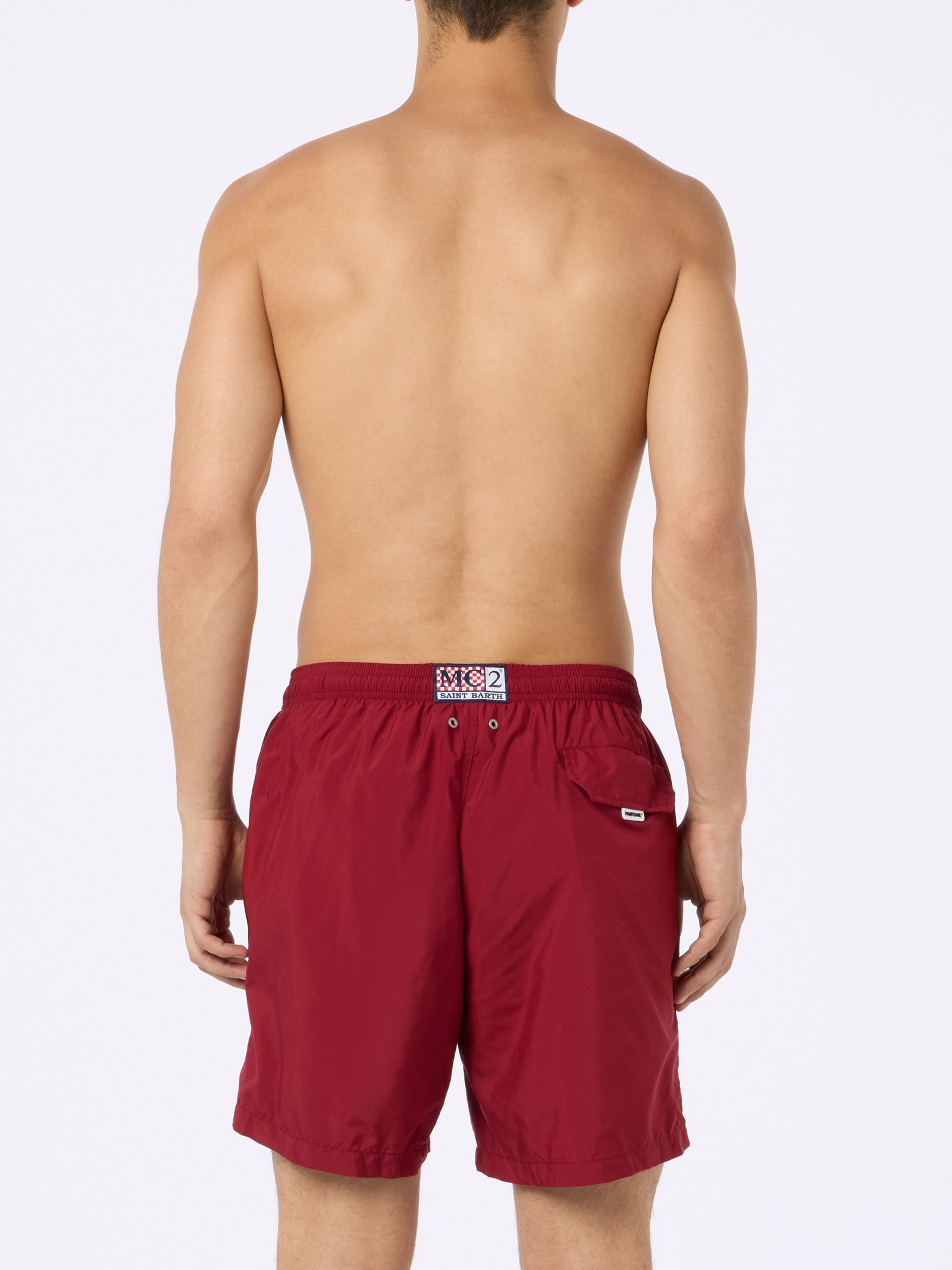 Mc2 Saint Barth Man Lightweight Fabric Burgundy Swim Shorts Lighting Pantone Pantone® Special Edition In Red