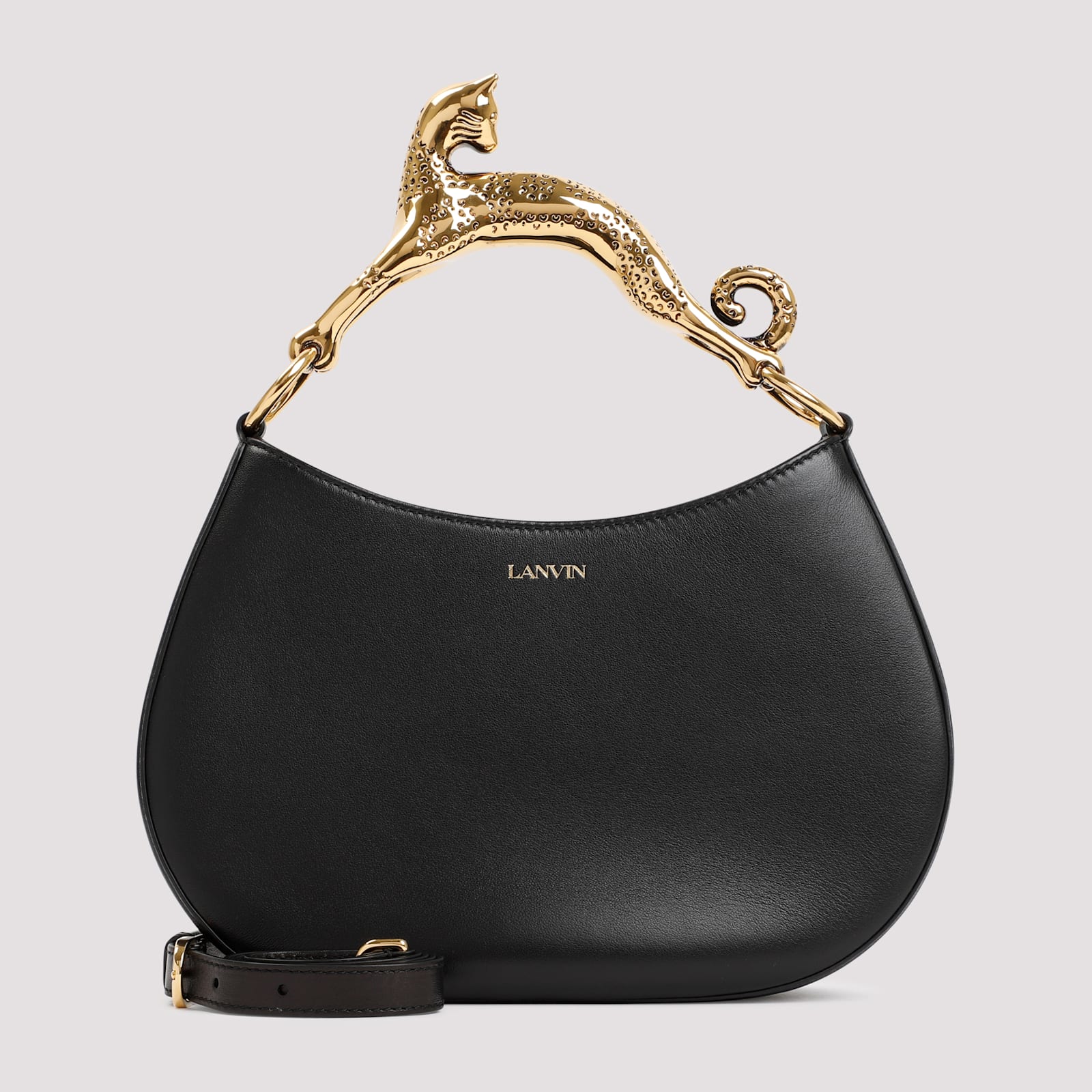 Shop Lanvin Embellished-handle Hobo Bag In Black