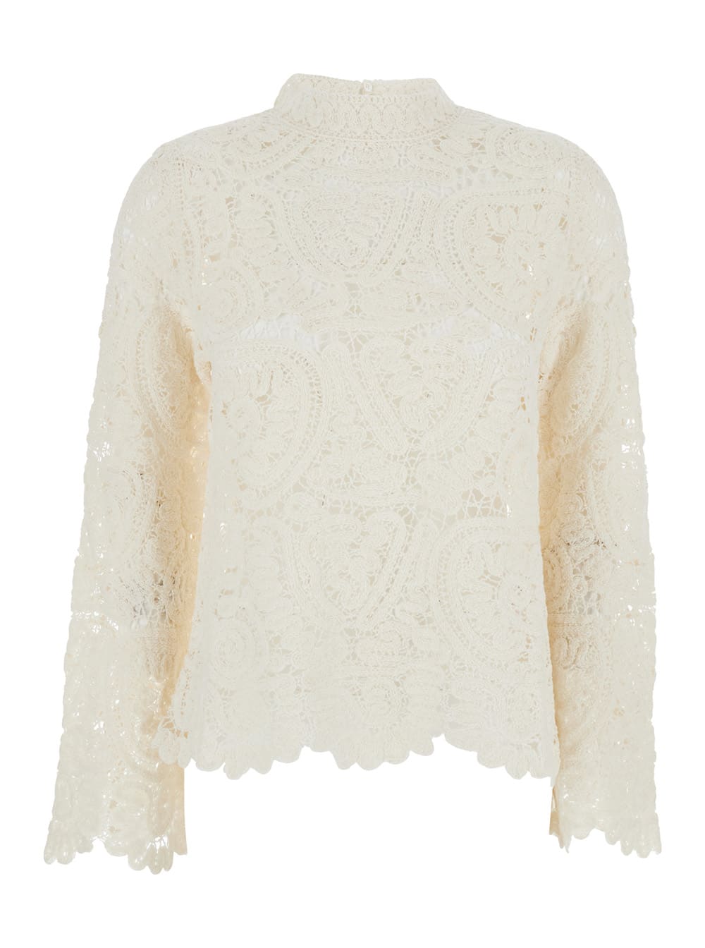 Loulou Studio Wade Stand Collar Sweater In White